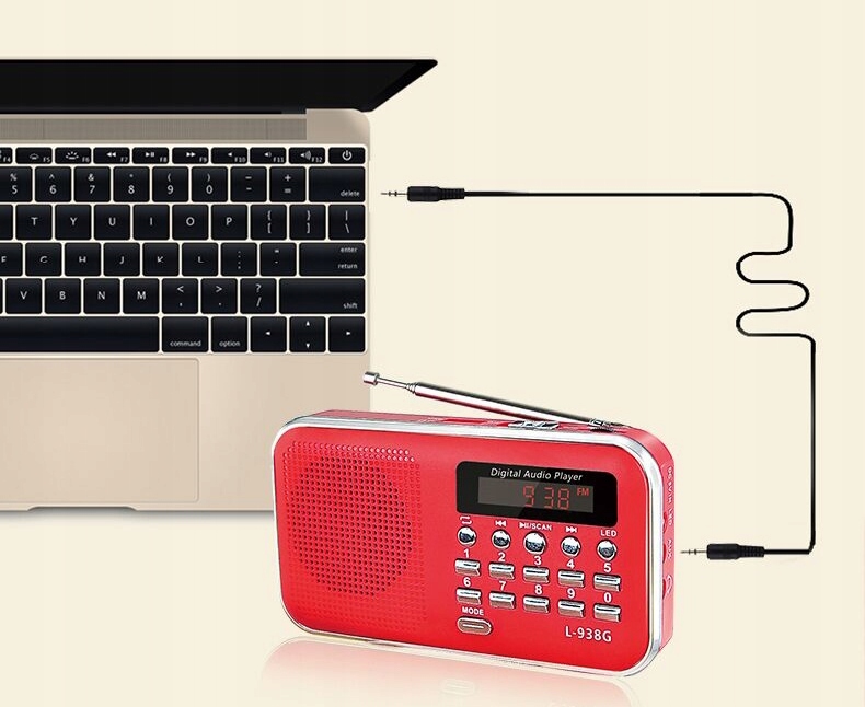 MAŁE RADIO PRZENOŚNE FM z USB SD MP3 + AKUMULATOR Model L-938G