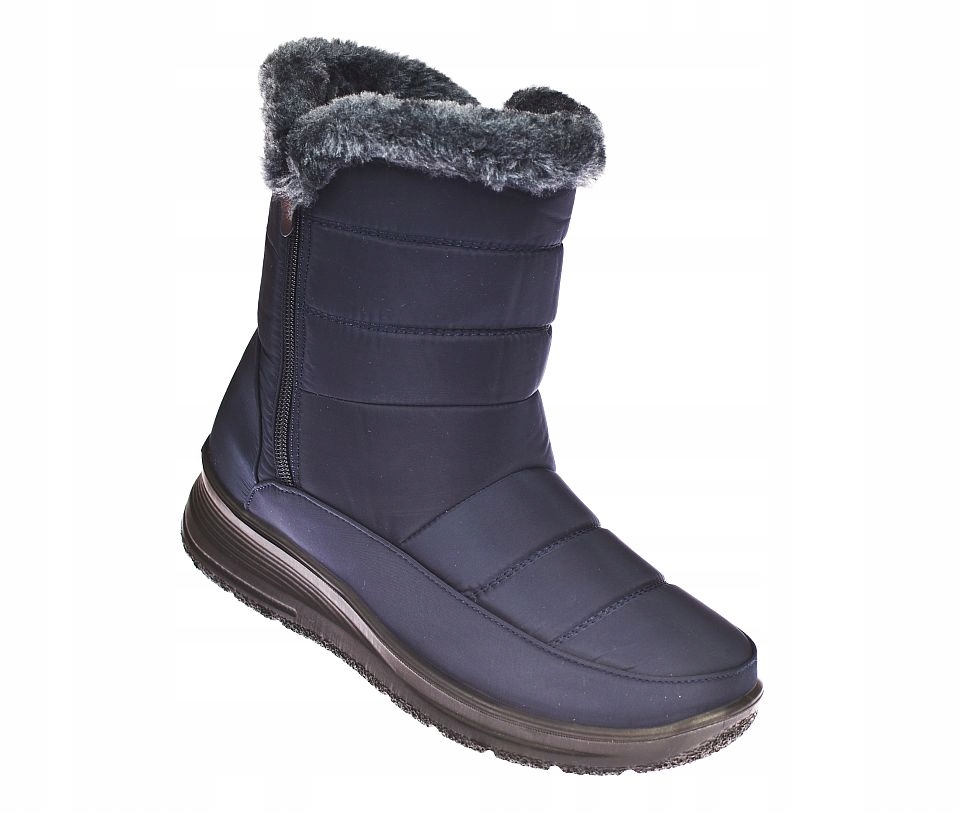 Dámské kozačky zateplené kožešinou, lehké, na zip B-3-303 nv, velikost vel.