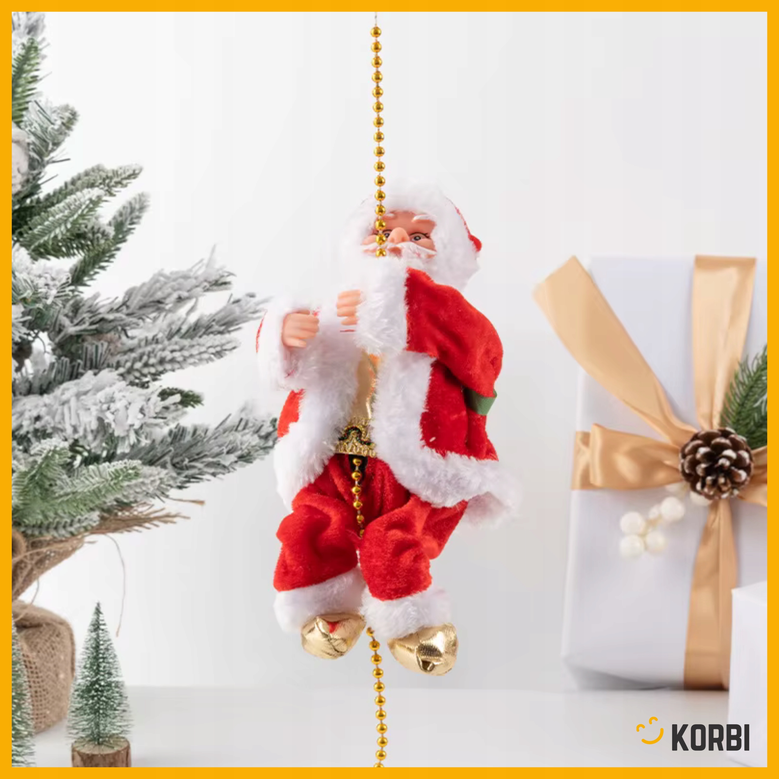 DEKORACJA WSPINAJĄCY SIĘ MIKOŁAJ OZDOBA ŚWIĄTECZNA GRAJĄCY PREZENT 100CM Motyw mikołaj