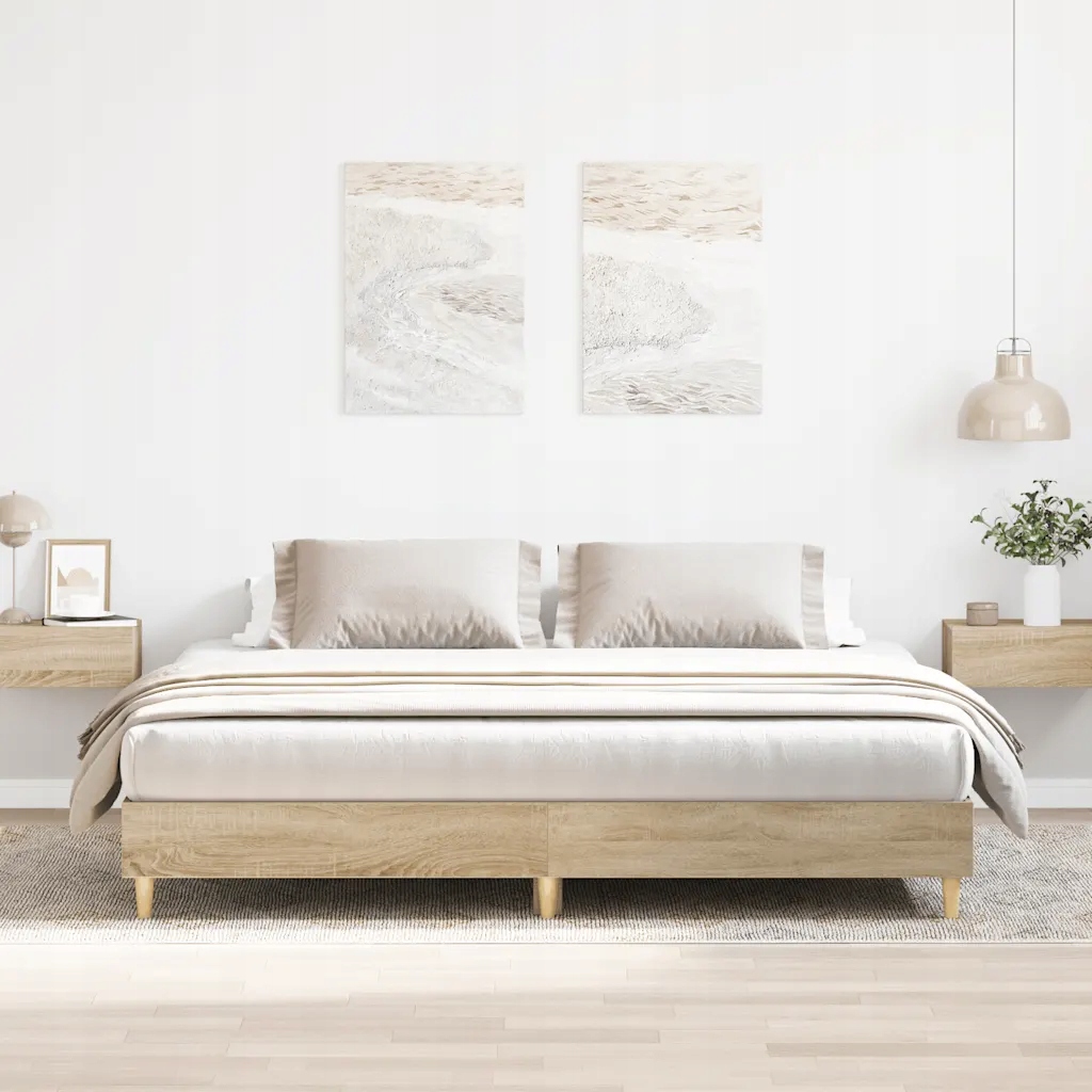 Rám postele bez matrace dub sonoma 160x200 cm kompozitní dřevo Hnědá 332903
