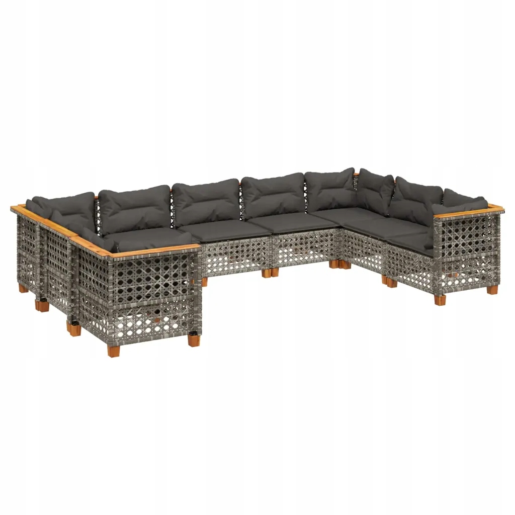 Set zahradního nábytku VidaXL ratan vidaXL šedý 9 el.