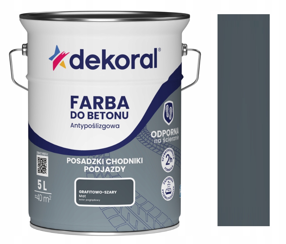 Dekoral Akrylit B Farba Antypoślizgowa Do Betonu Grafit-szary 5L