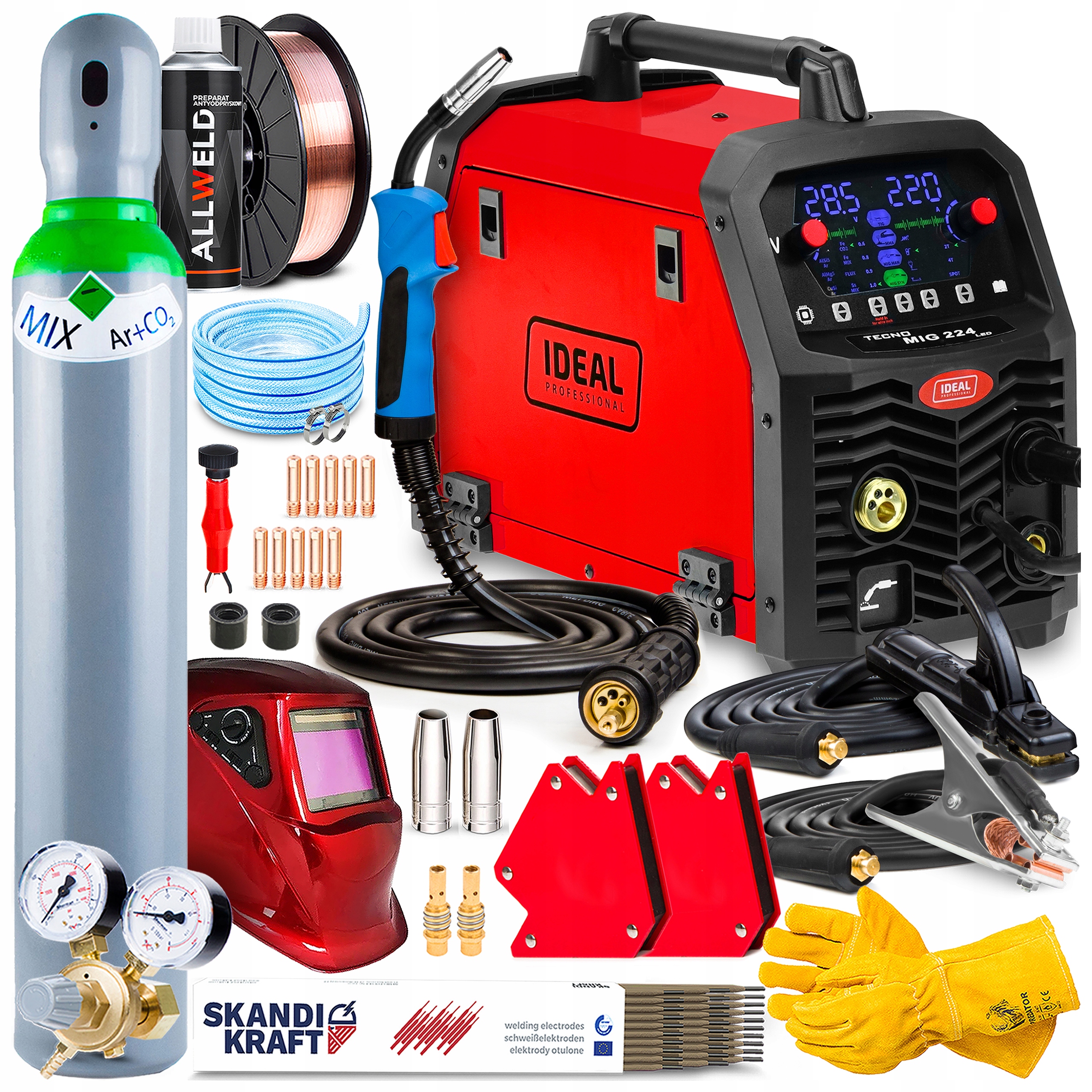 Svářečka Migomat Ideal Tecno Mig 224 Synergic Led 4X4 Mma Tig Hliník 4R