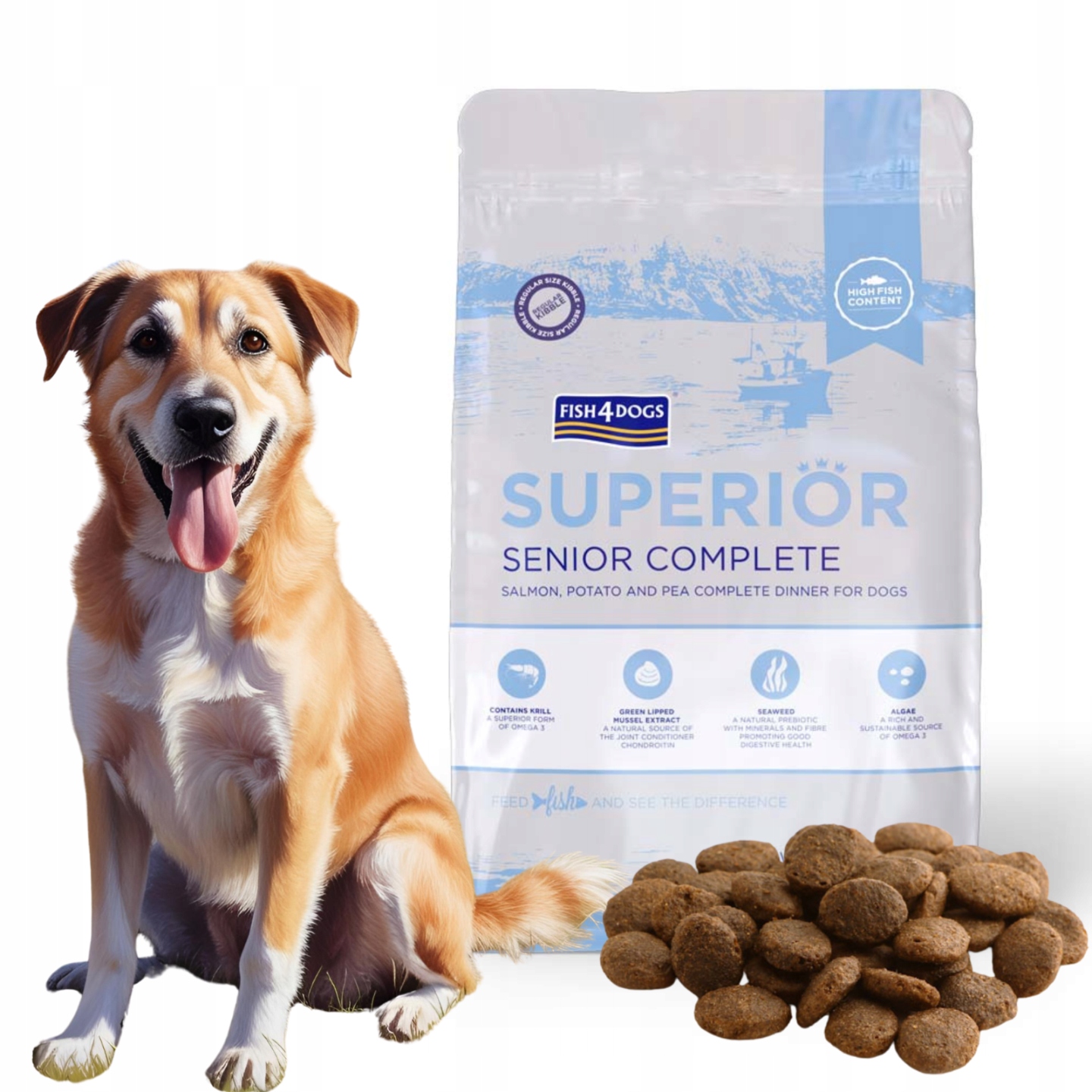 Fish4Dogs Karma sucha dla psa Superior Senior z Łososia (Rasa Duża) 12 kg
