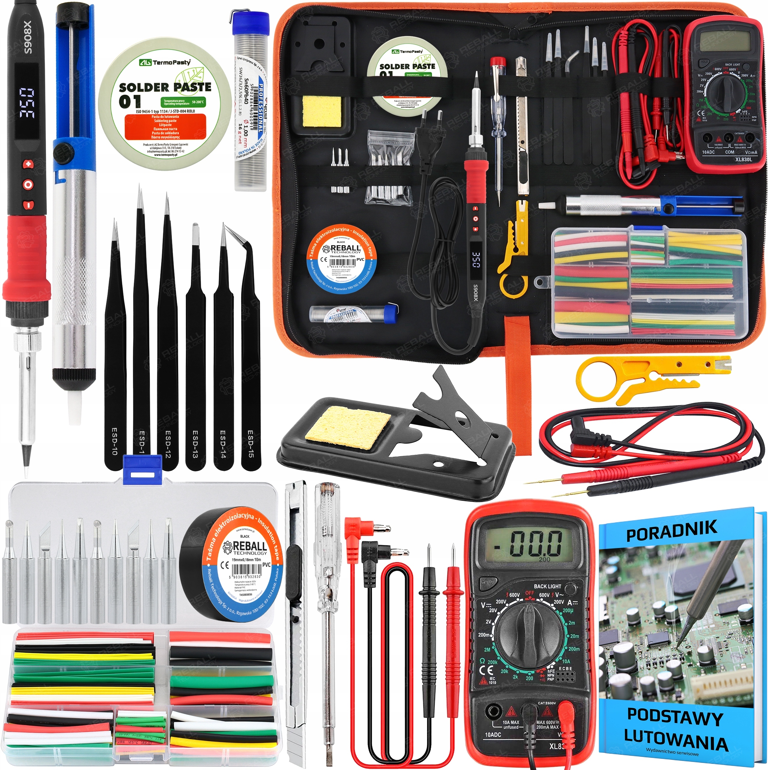 Přesná Páječka S908X 80W Multimetr Průvodce Pasta Cín Pouzdro XXL 31ELE