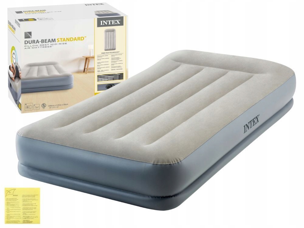 Materac Dmuchany Welurowy Jednoosobowy Łóżko 191x99x30 Intex 64116NDNew2026