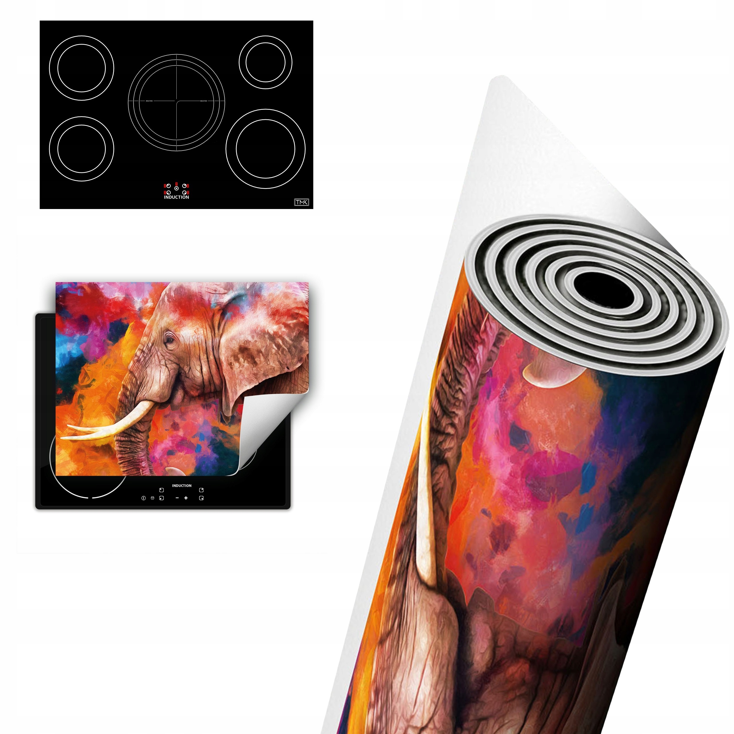 Vinylová Ochrana Na Indukci Deska 80x52 barevná slon