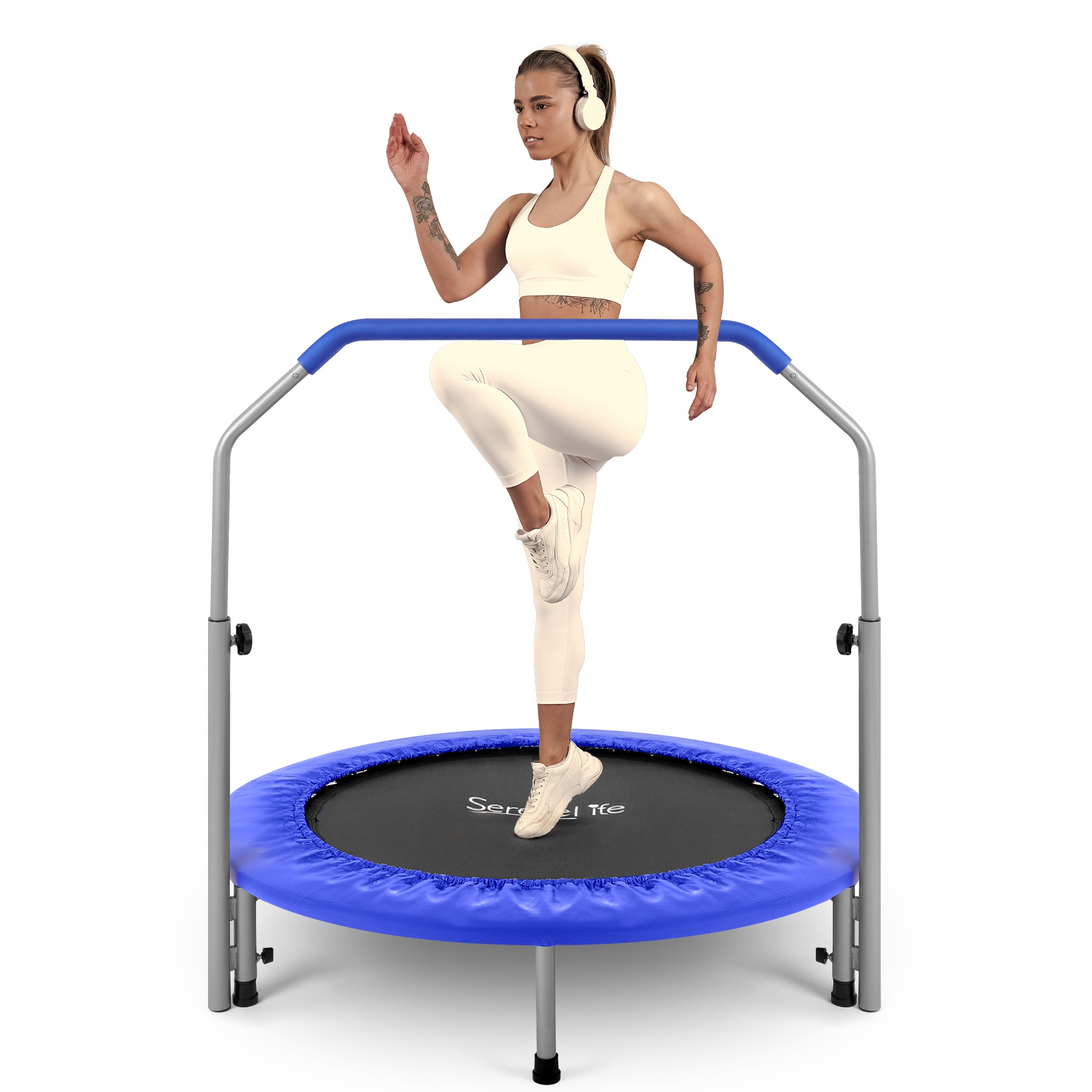 Fitness Trampolína S Domácím Držákem Do 100 Kg, Stabilní, Serenelife
