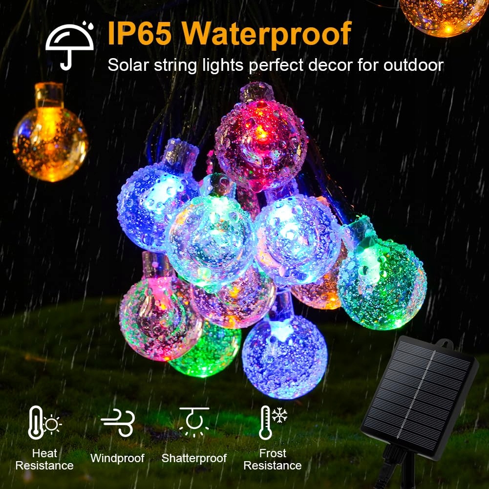 AUAUY Solarna Girlanda Zewnętrzna 7M 50 LED 8 Trybów IP65 Balkon Ogród — miniatura 2