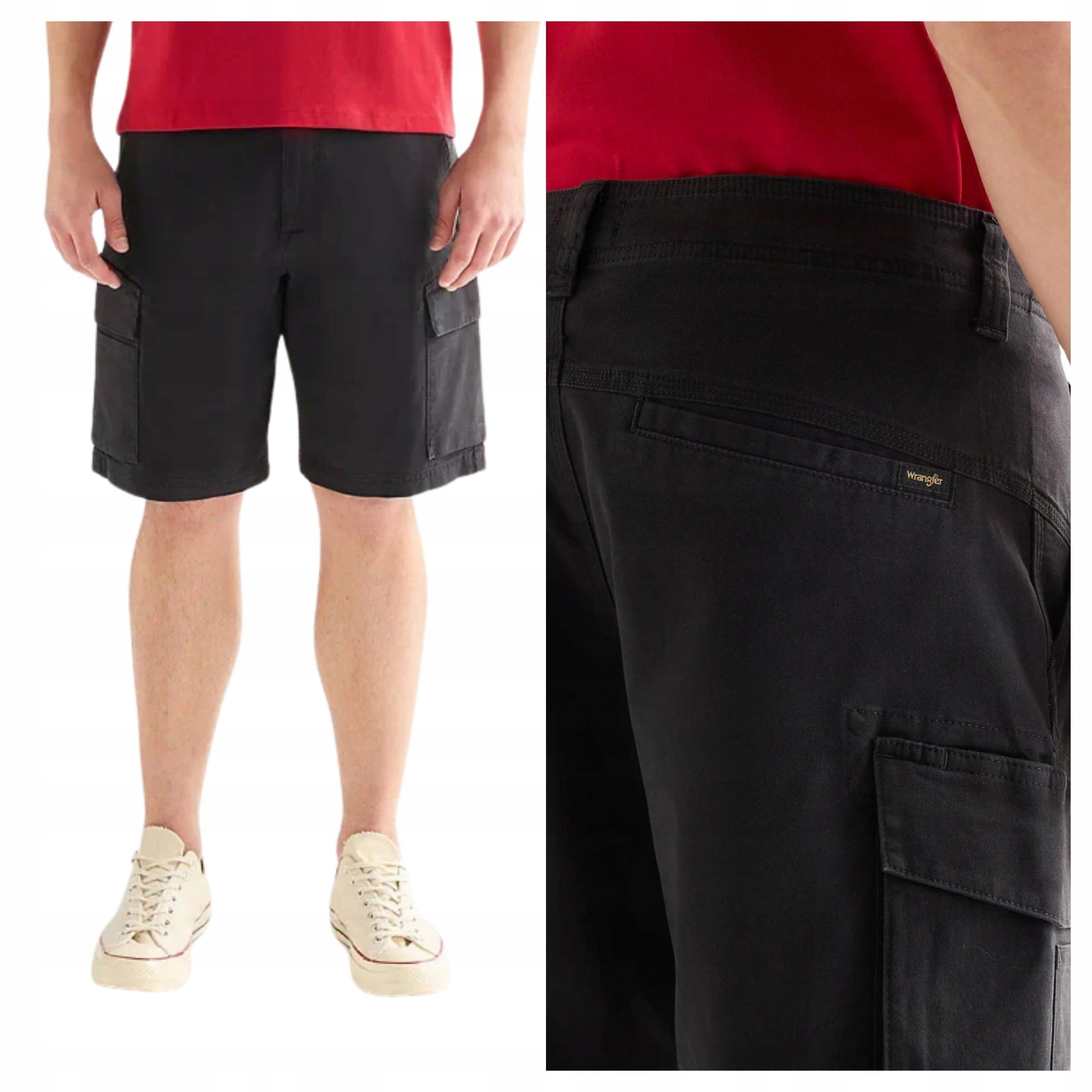 Kraťasy Wrangler Pk Cargo Short Caviar Černé Bavlněné šortky W32