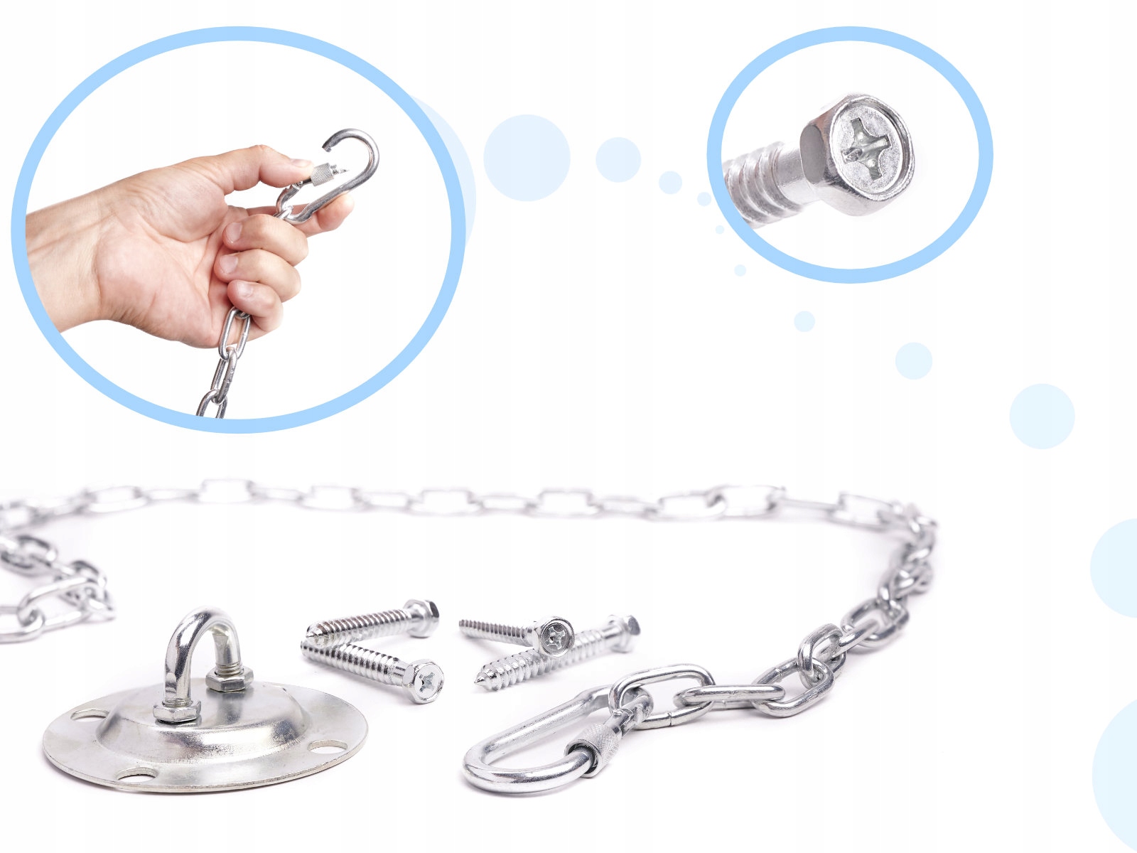 Mocowanie sufitowe do sufitu hamaka huśtawki fotela hak łancuch 200kg Producent Kontext