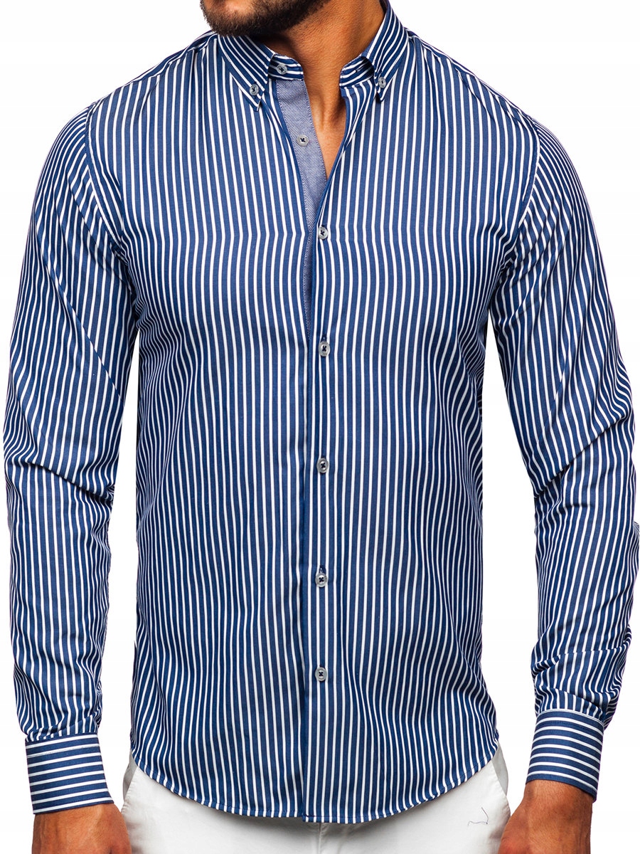 

Koszula Męska W Paski Granatowa 22730 ROZMIAR_2XL