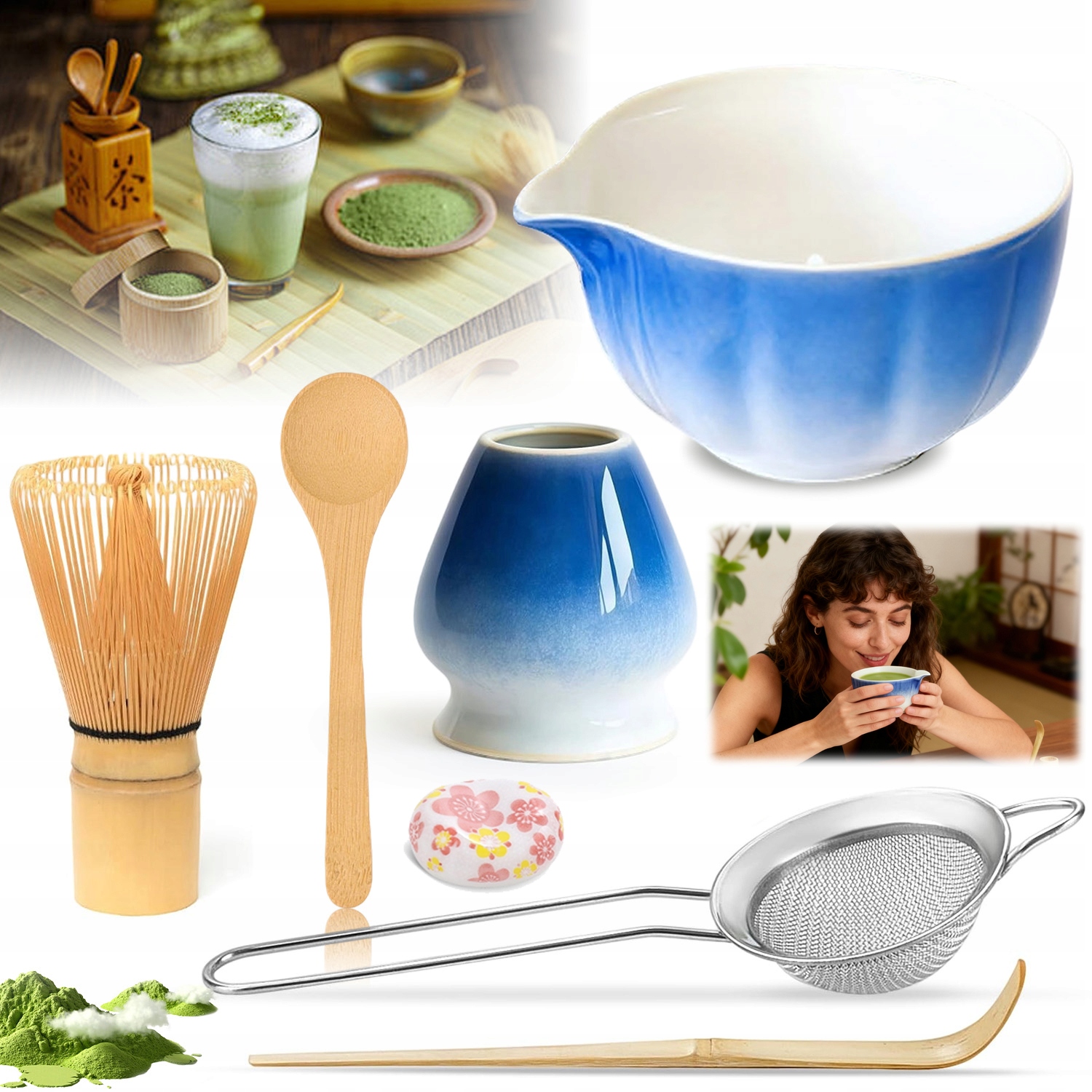 Levně Bambusový Dárková Sada Na Čaj Matchy Chashaku Metla Elegantní