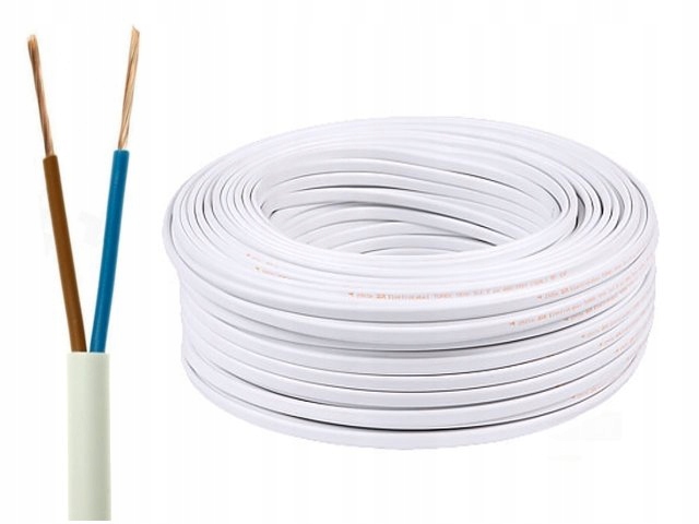 

Kabel zasilający 2x0,5 OMYp płaski linka biały