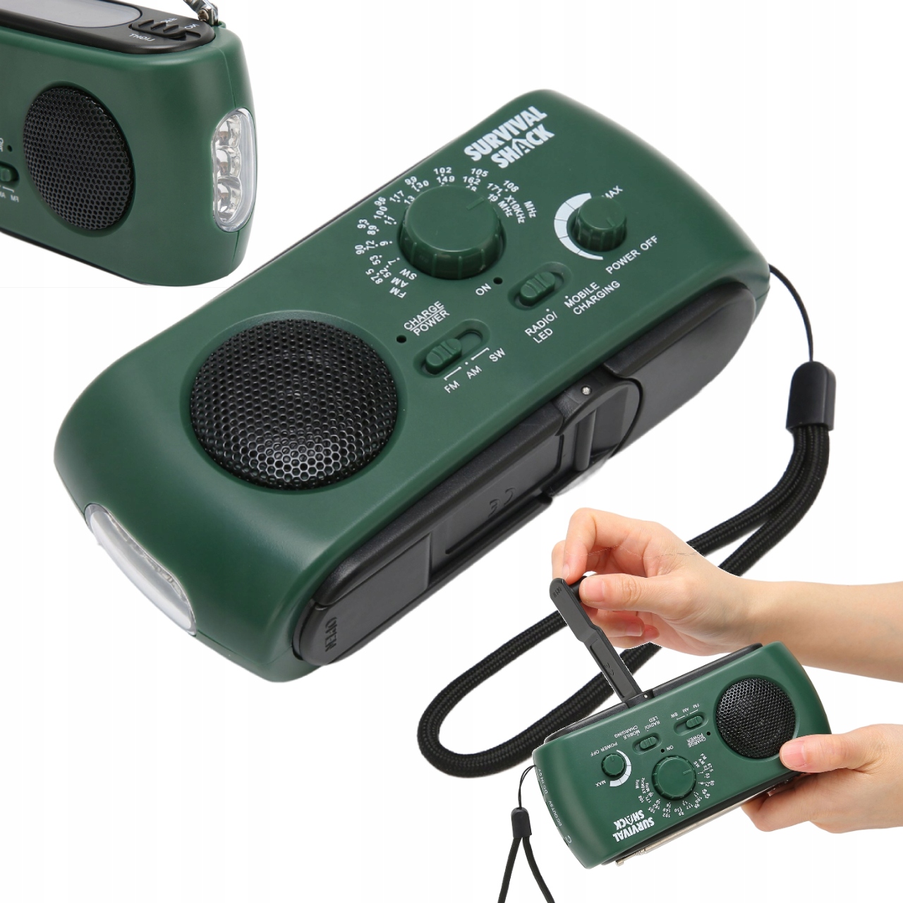 Přenosné Rádio Solární Klika Alarm Dynamo Nouzová Svítilna Powerbanka