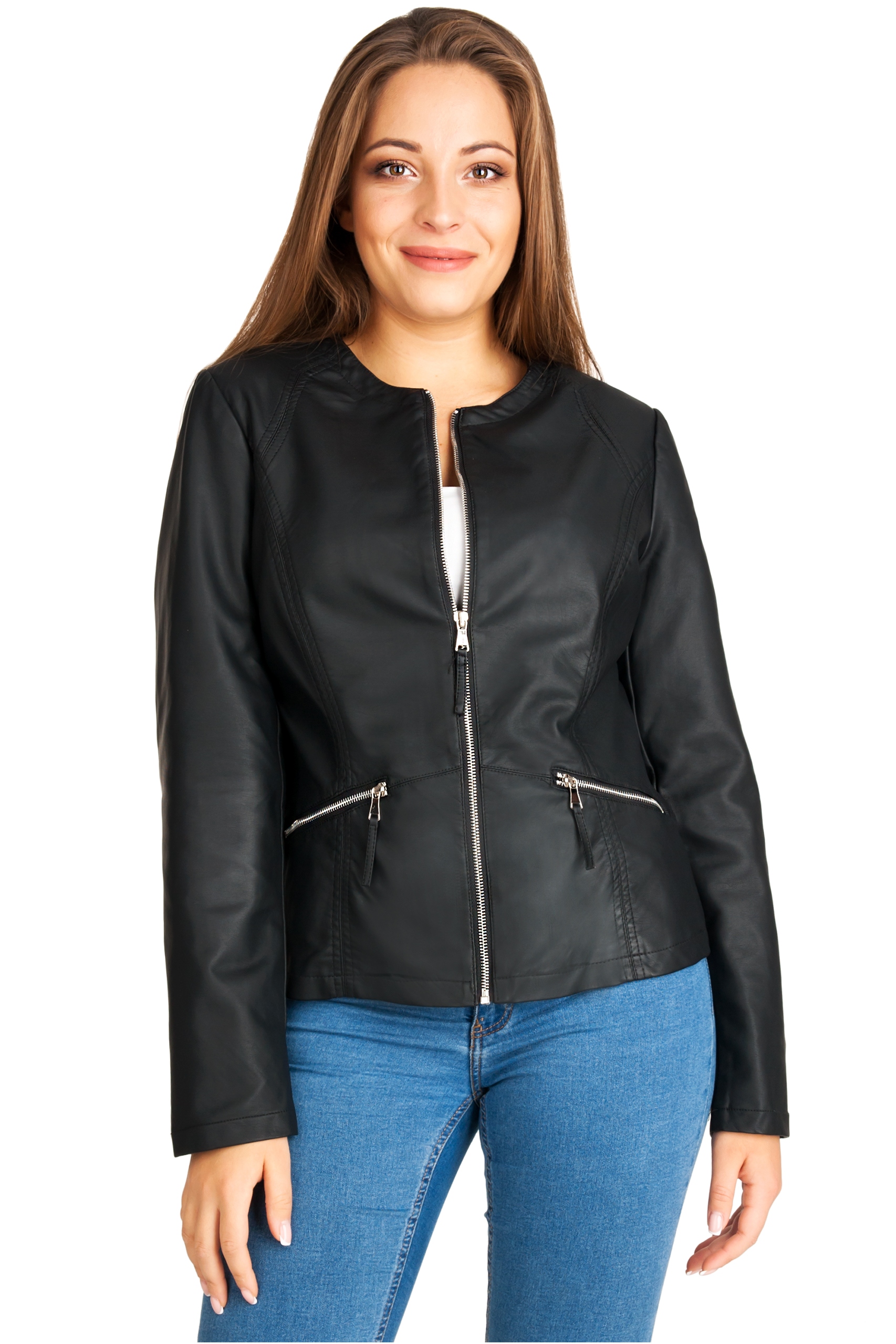 KURTKA DAMSKA SKÓRZANA RAMONESKA PRZEJŚCIOWA SKÓRA Długość do pasa