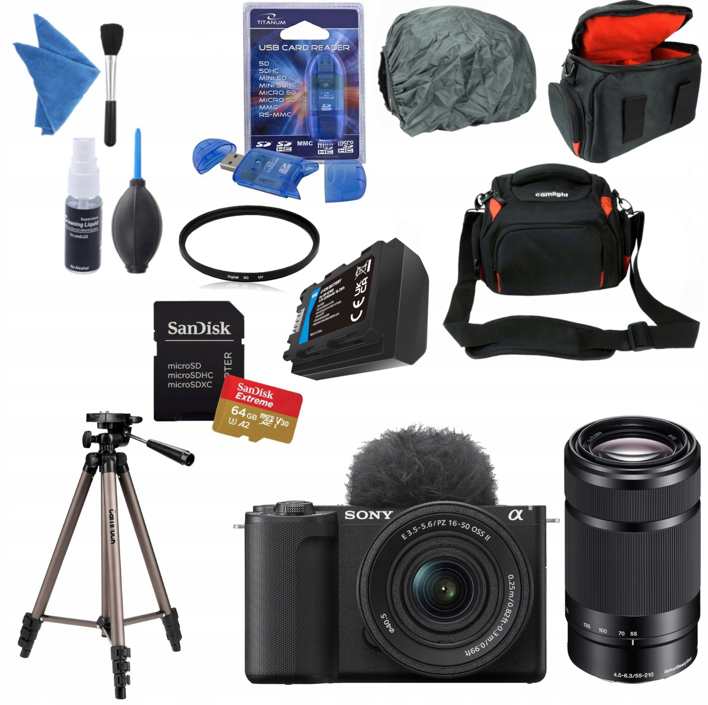 Aparat Sony ZV-E10 II 16-50MM II 55-210MM Akcesoria 2X Aku