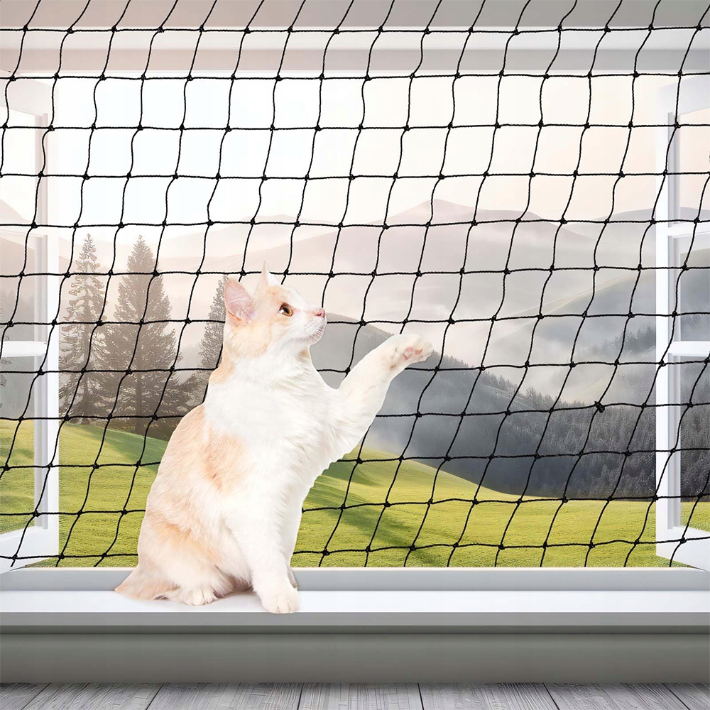 Levně Síť Pro Kočky 8 x 3 m Síť Na Balkon Ochranné Okno Silná Velká 2,6 x 2,6 cm