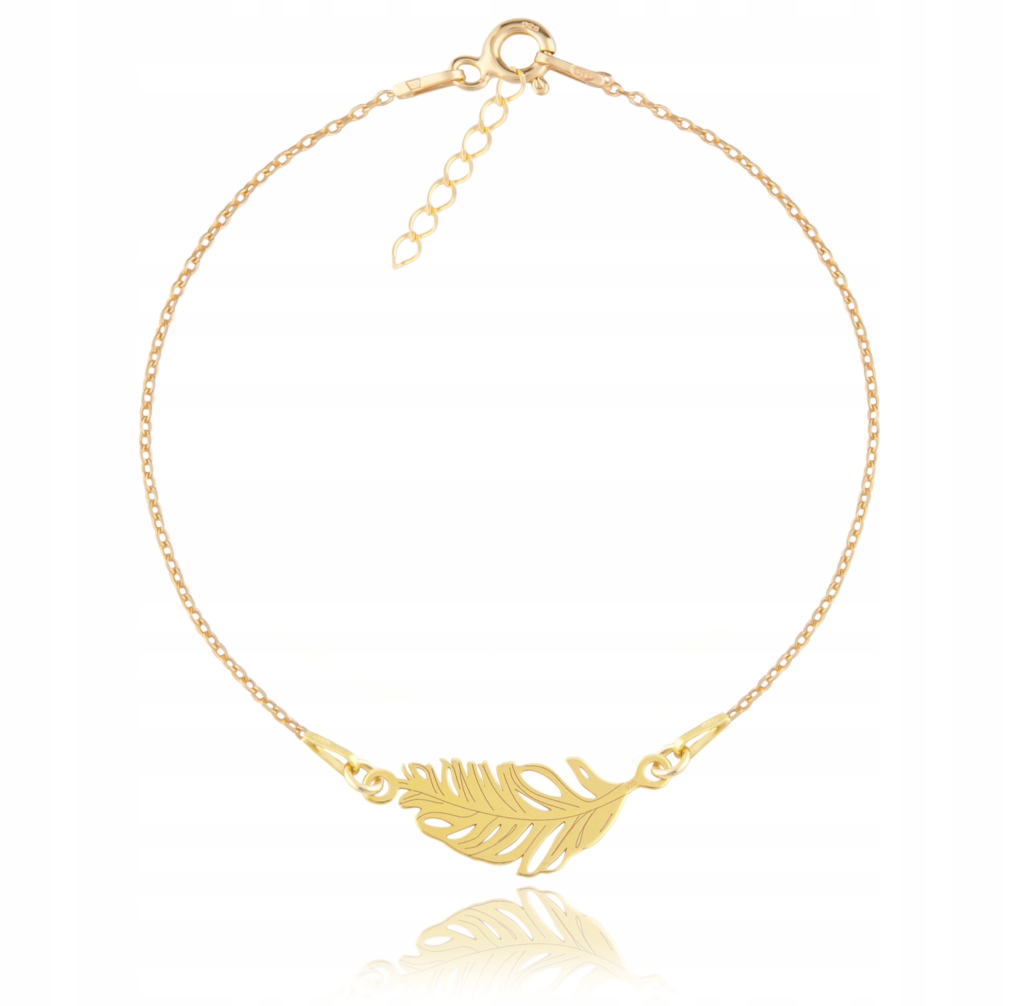 

Złota bransoletka na nogę Piórko srebro 925