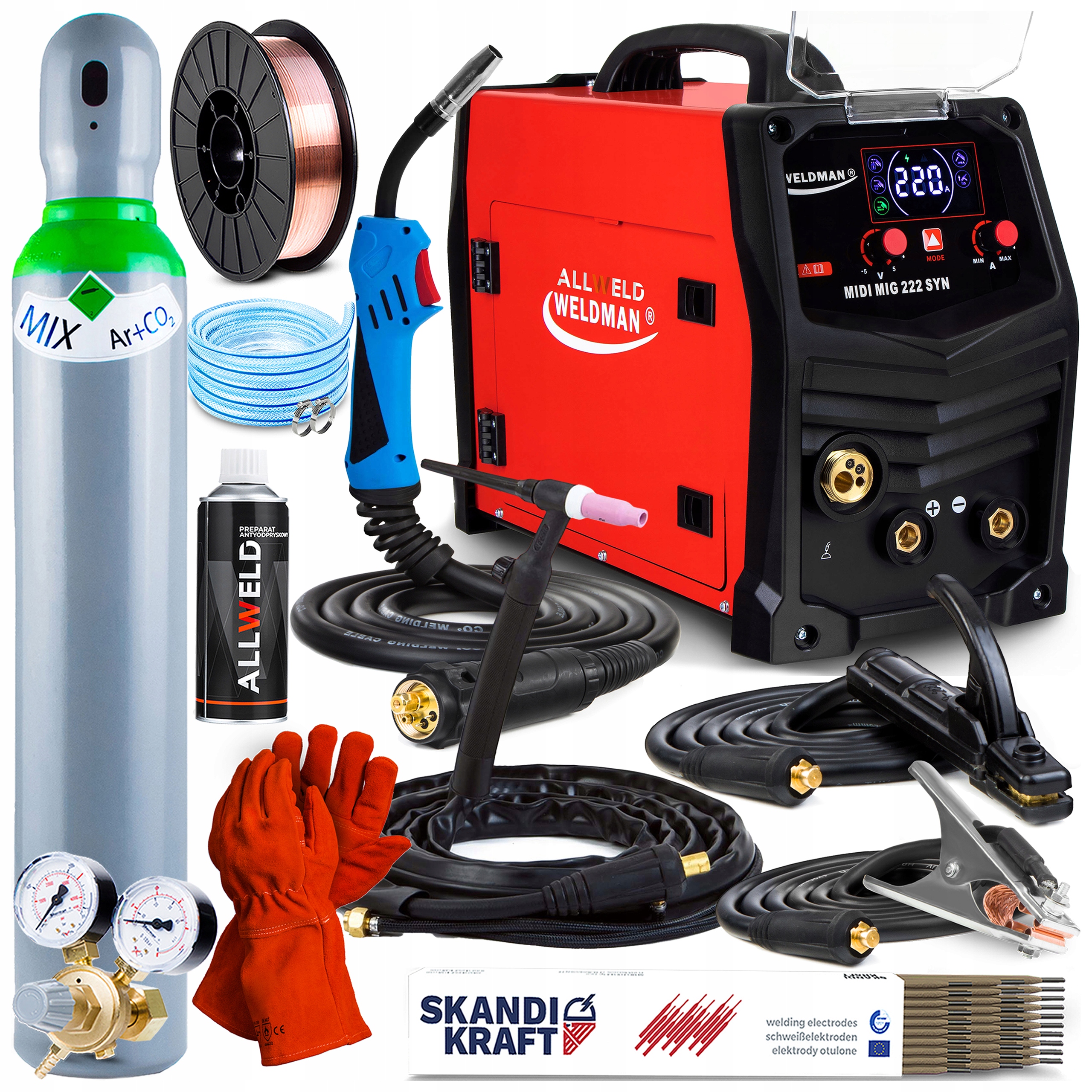 Svářečka Migomat Weldman MIDI Mig 222 Syn Mma Tig Alu Flux Igbt 230V 220A