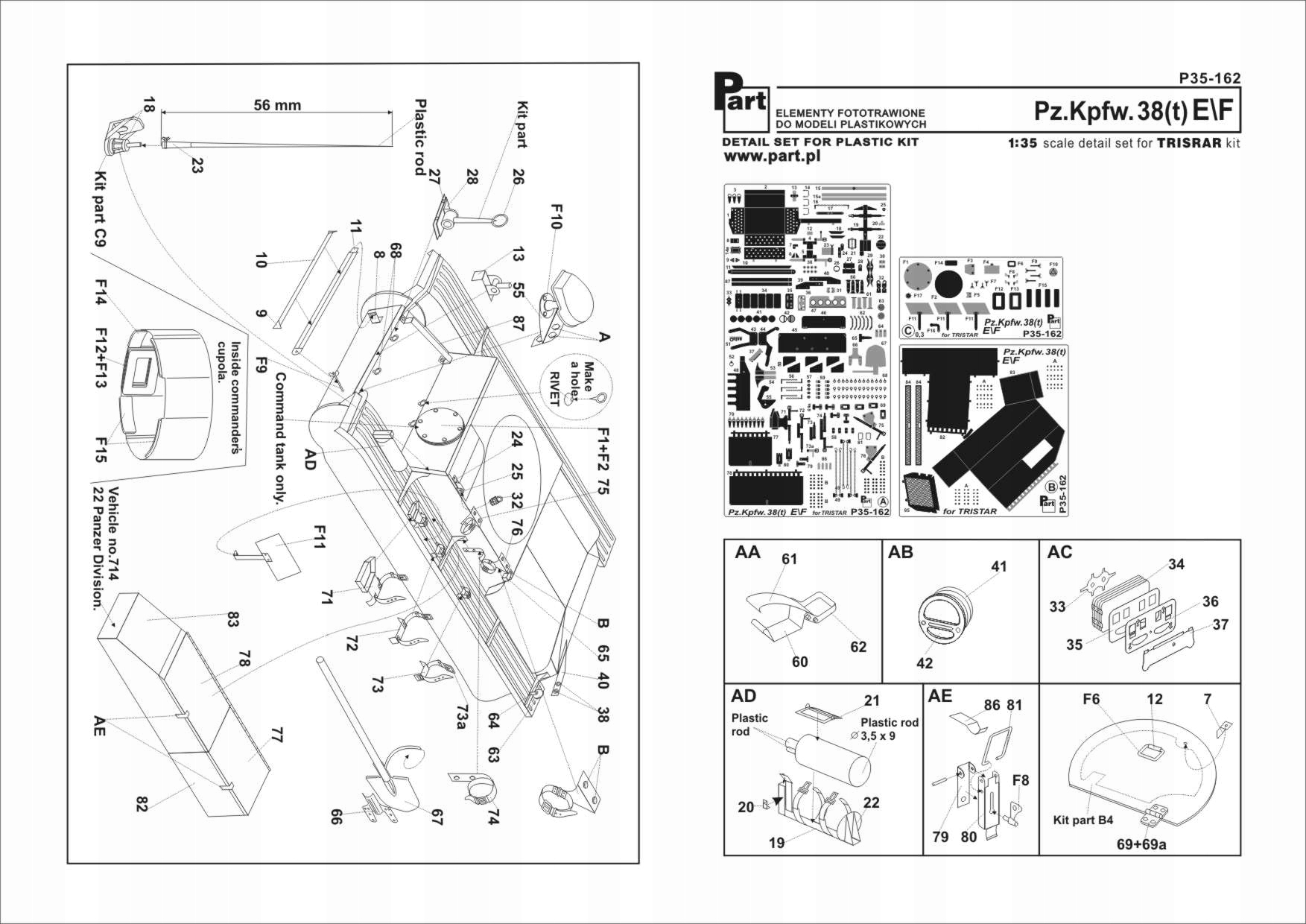 Část P35-162 1/35 Pz.Kpfw.38(t) E/f (Tristar)
