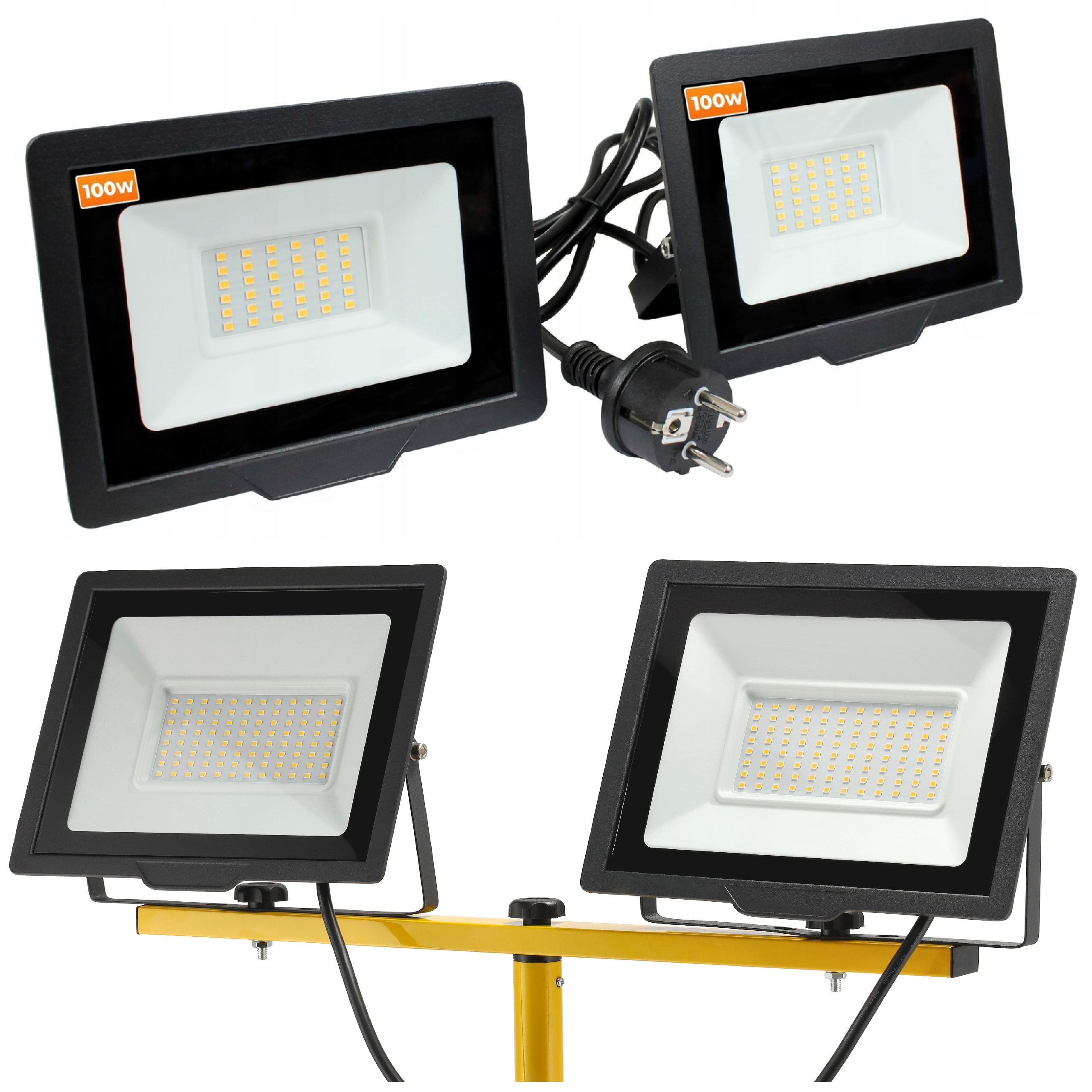 Halogenový Led reflektor 2X 100W 200W pro stativy 4500K 14000lm Kabel 1,5 m