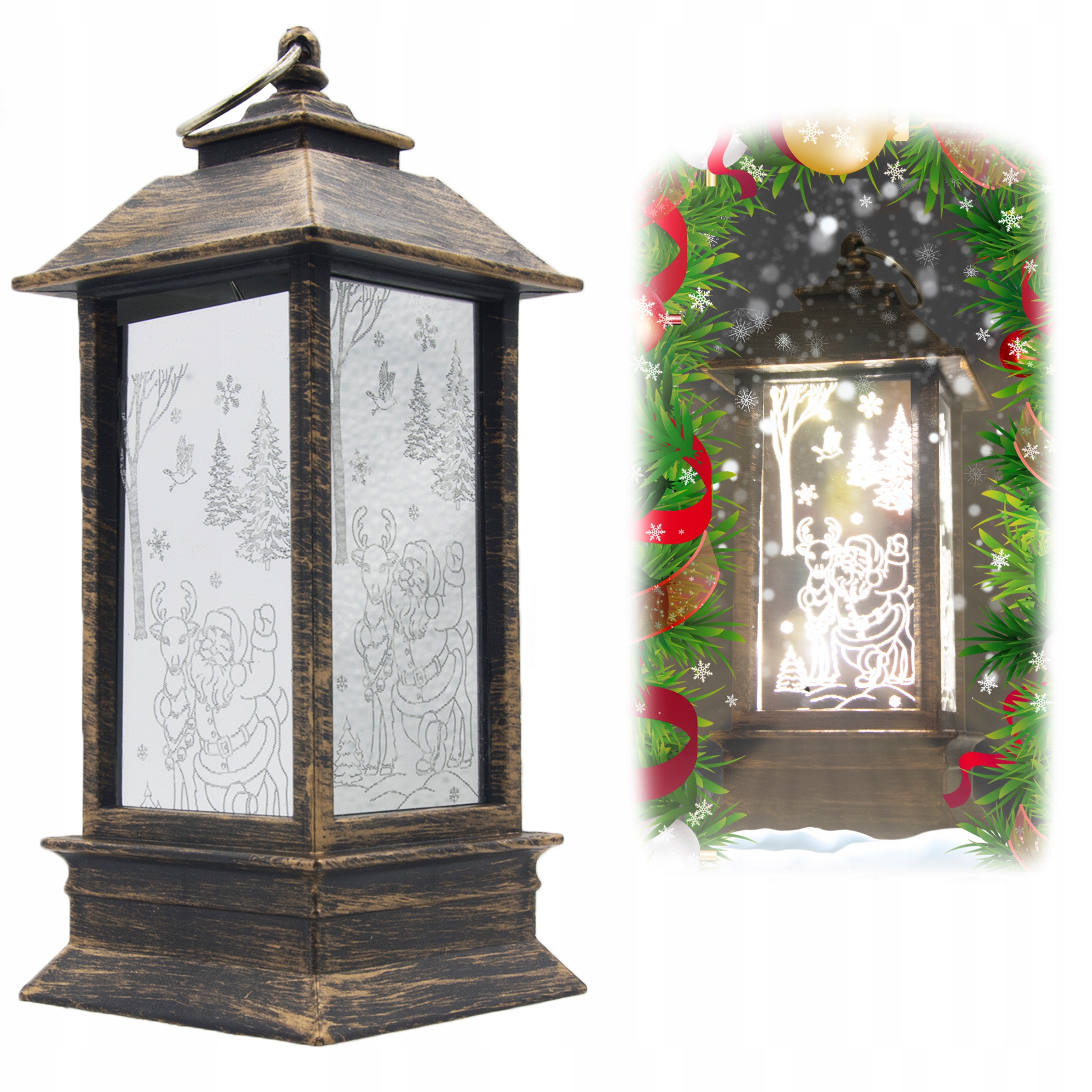 ŚWIĄTECZNA LATARENKA DEKORACJA LAMPION LED ŚWIĘTA