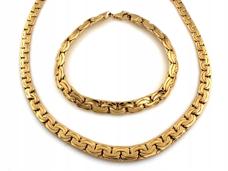 Exkluzivní zlatý dámský komplet 585, masivní náhrdelník, nádherný náramek