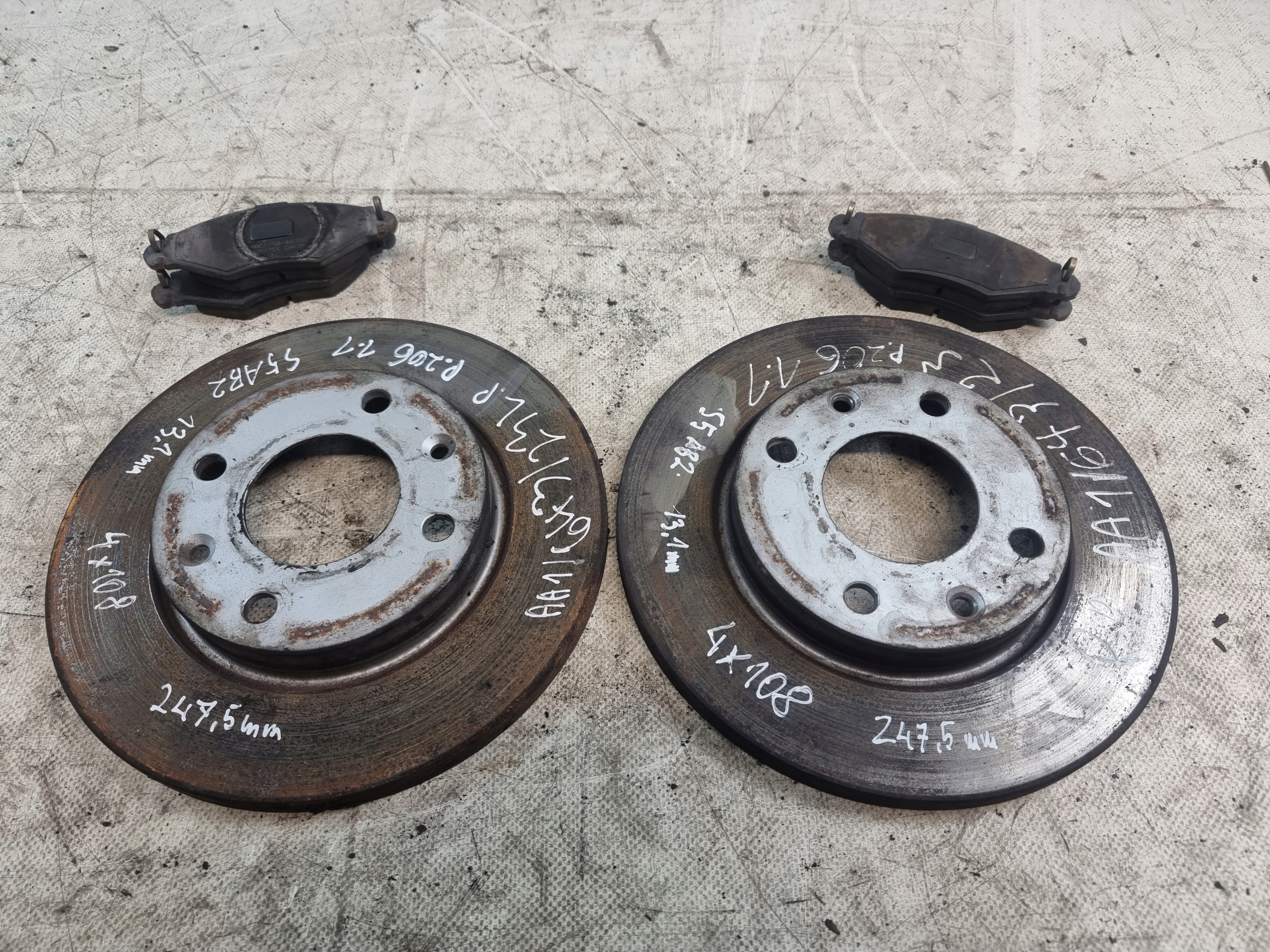 kotuče brzdové předek 247,5 mm 4x108 + plotýnky PEUGEOT 206 1.1B 44kW