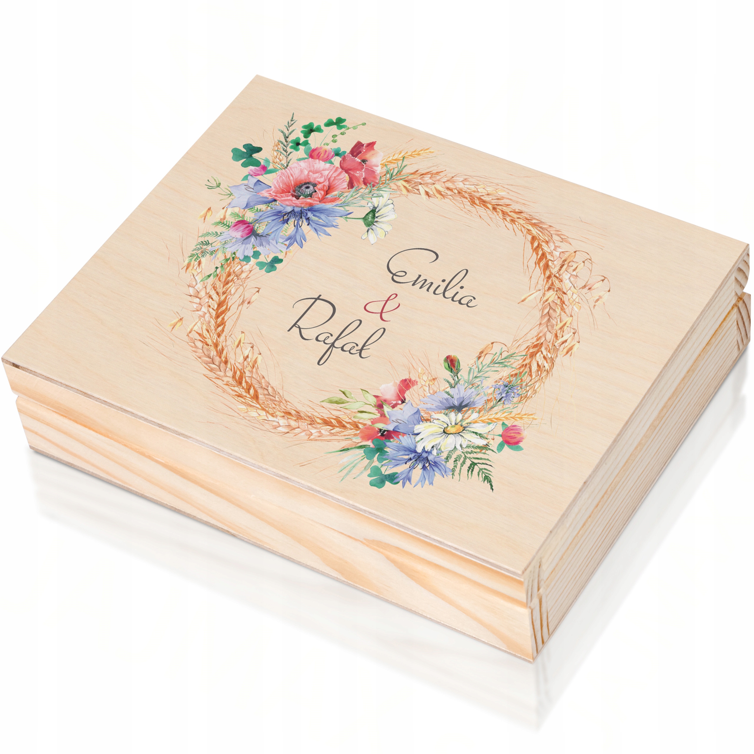 Pudełko na obrączki z TWOIM Tekstem Mech Ślub Wesele Eleganckie ZESTAW wzór Marka Jajmax