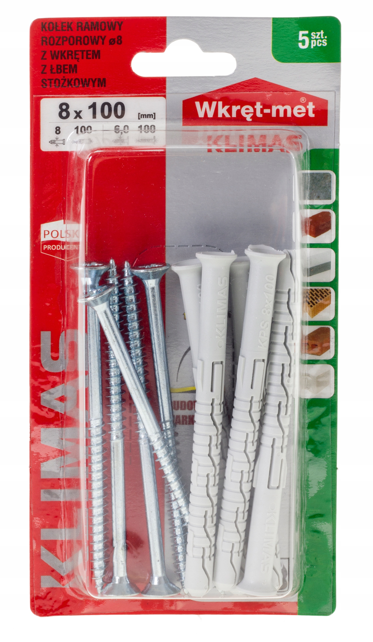 

Kołki rozporowe ramowe do betonu Klimas 8x100 5szt