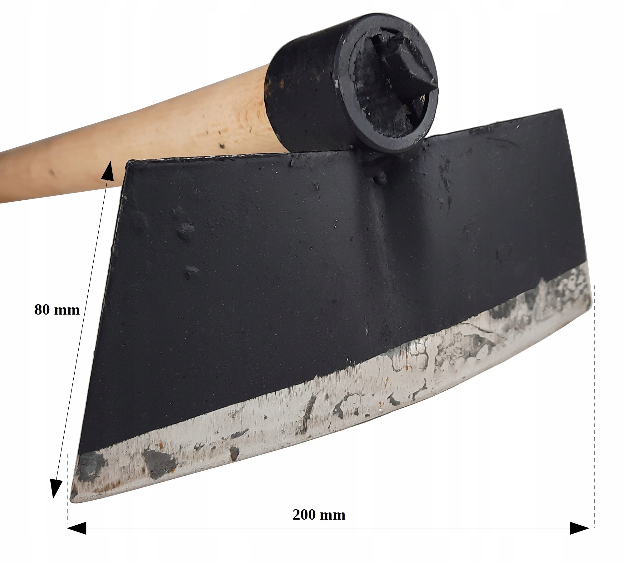 Motyka ogrodowa kuta stalowa prostokątna duża 200 mm z trzonem Rodzaj motyka