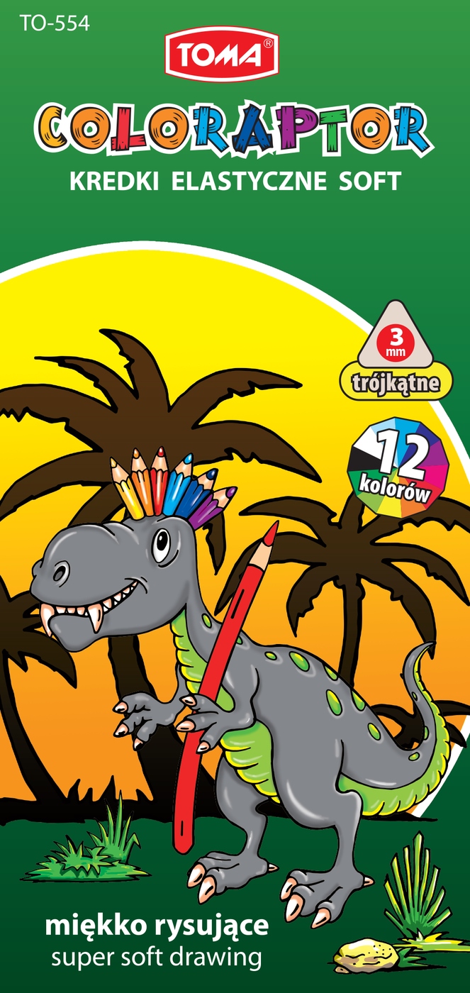 

Kredki szkolne elastyczne Toma Coloraptor 12kol.