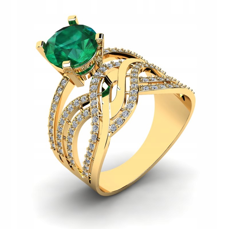 

Efektowny Pierścionek Złoty Z Zieloną Cyrkonią