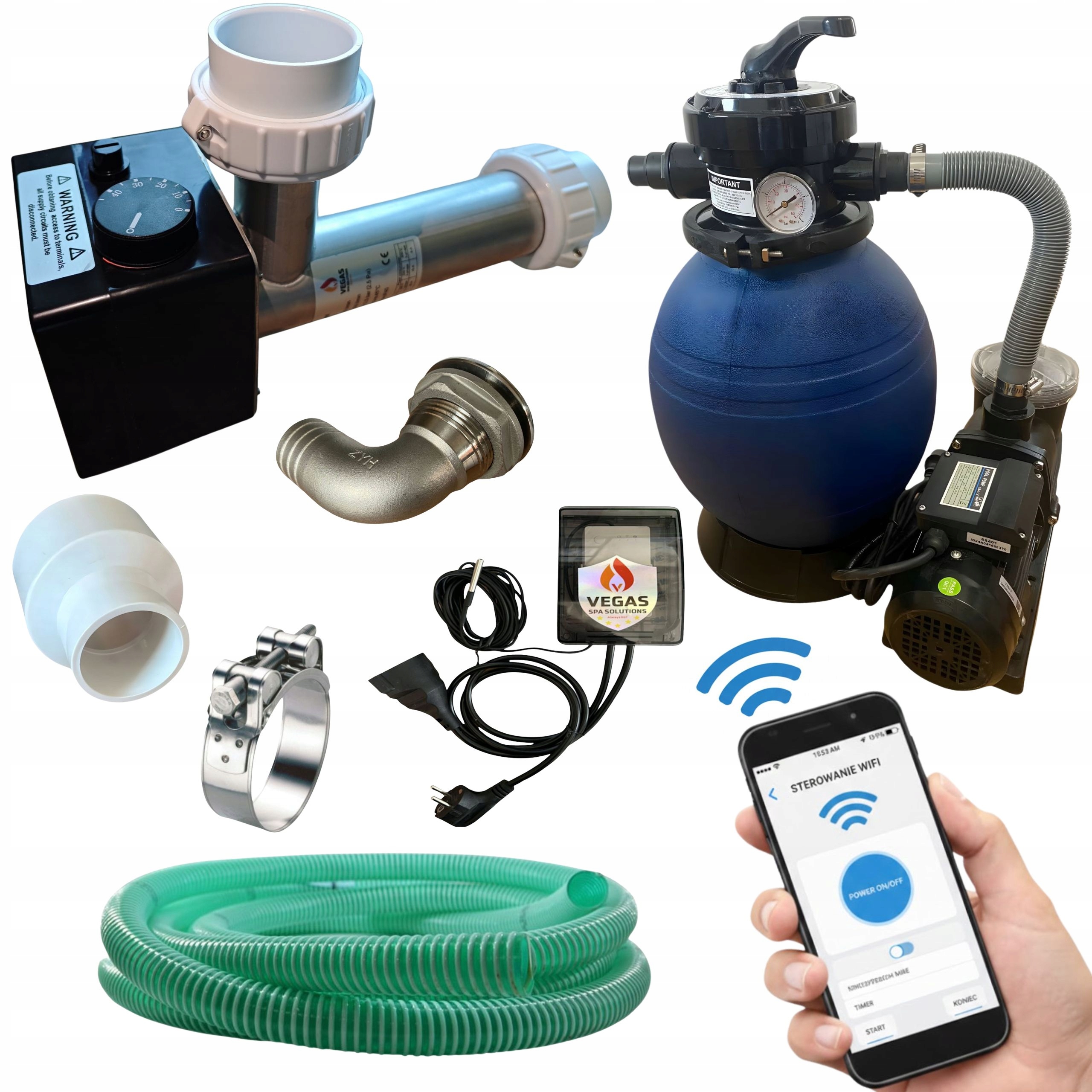 Sada Vykurovania S Elektrickým Ohrievačom 6 Kw S Pieskovým Filtrom Na Baliu