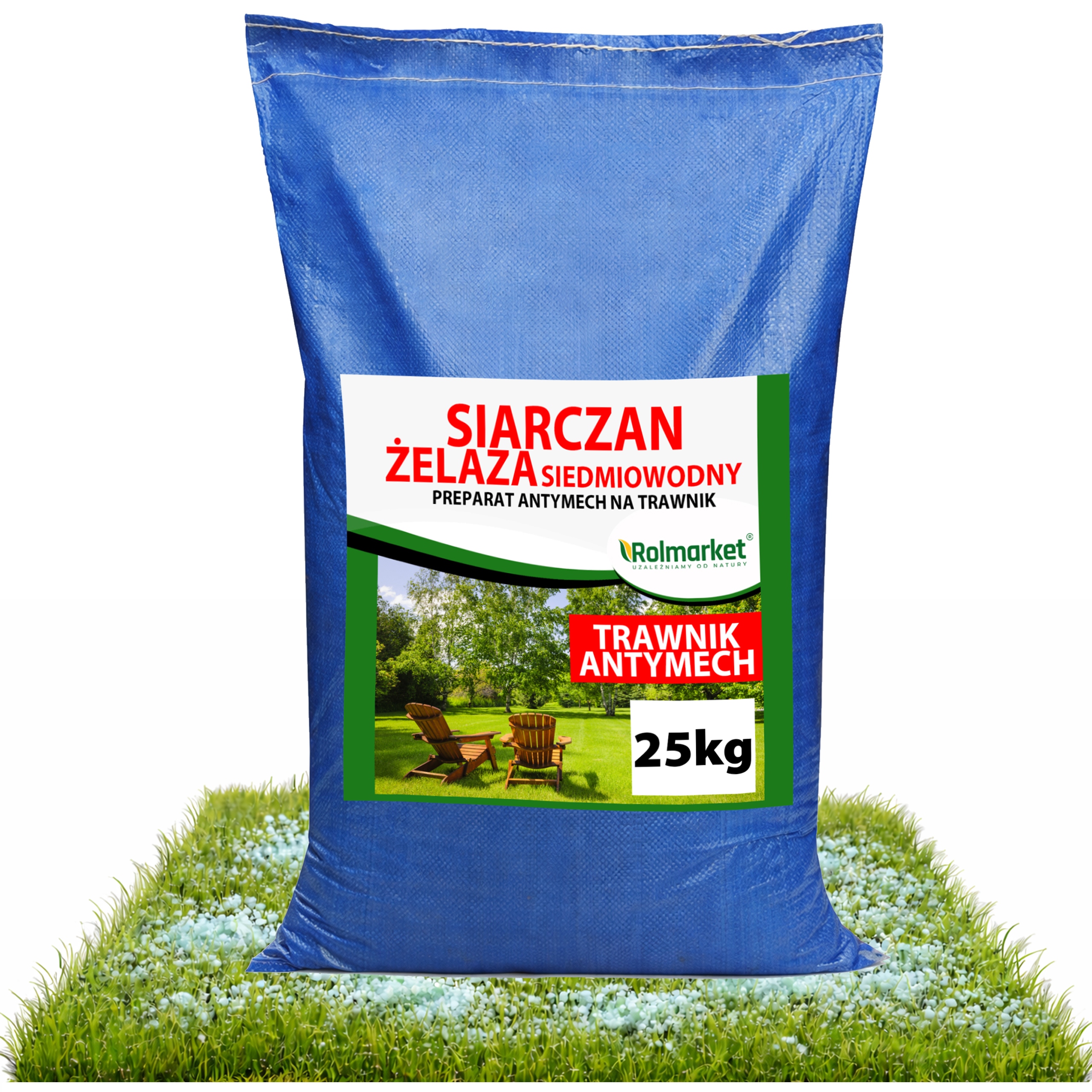 Siarczan Żelaza 25kg Bez Dodatków Sypki Niezbrylowany do Trawników na Mech