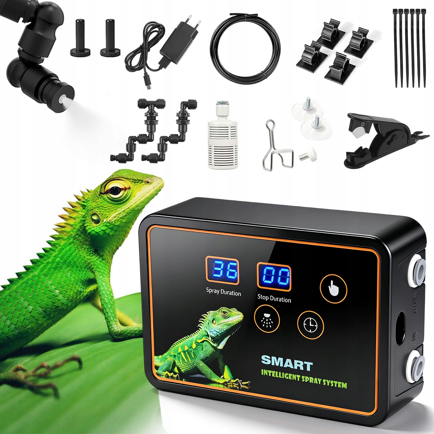 Nawilżacz Do Terrarium Inteligentny 2 Dysze Obrotowe Timer Wąż 5M