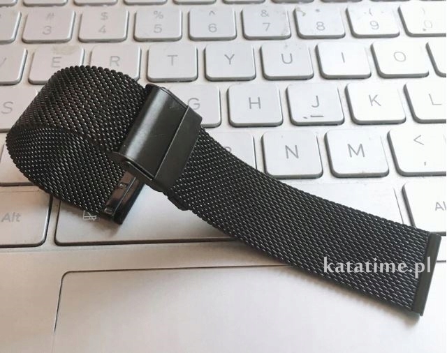 Bransoletka do zegarka męskiego damskiego mesh milanese 20 mm czarna regulo