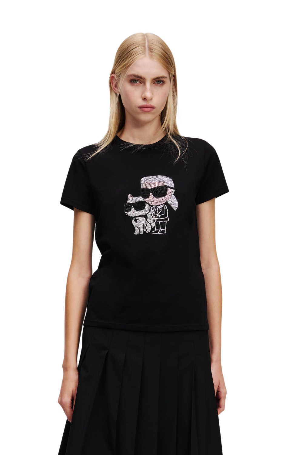 Karl Lagerfeld Сčerné dámské tričko s zirkony Ikon Duo S