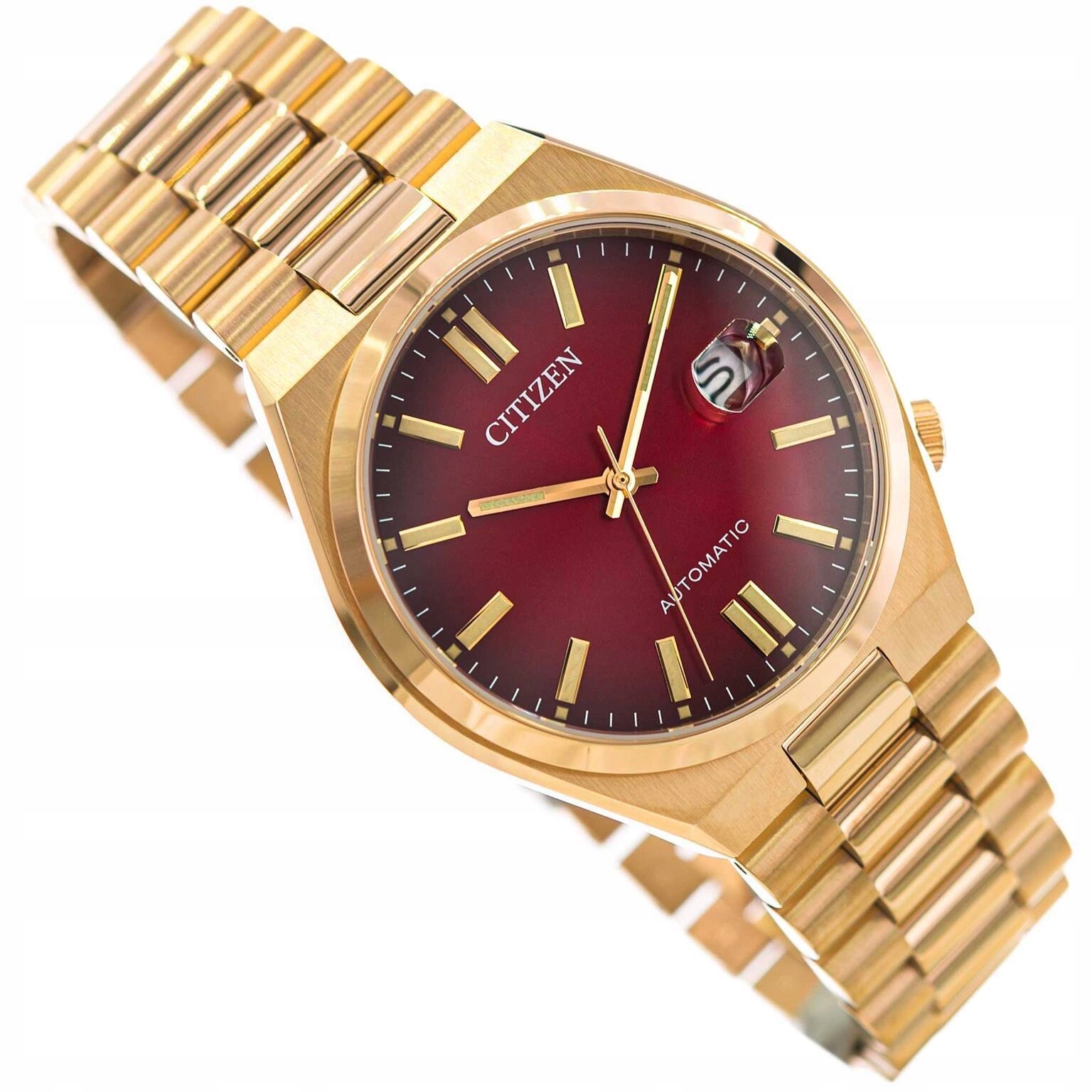 Pánské Hodinky Citizen NJ0153-82X Automatic Tsuyosa Zlaté S Datem, Zlatý Náramek