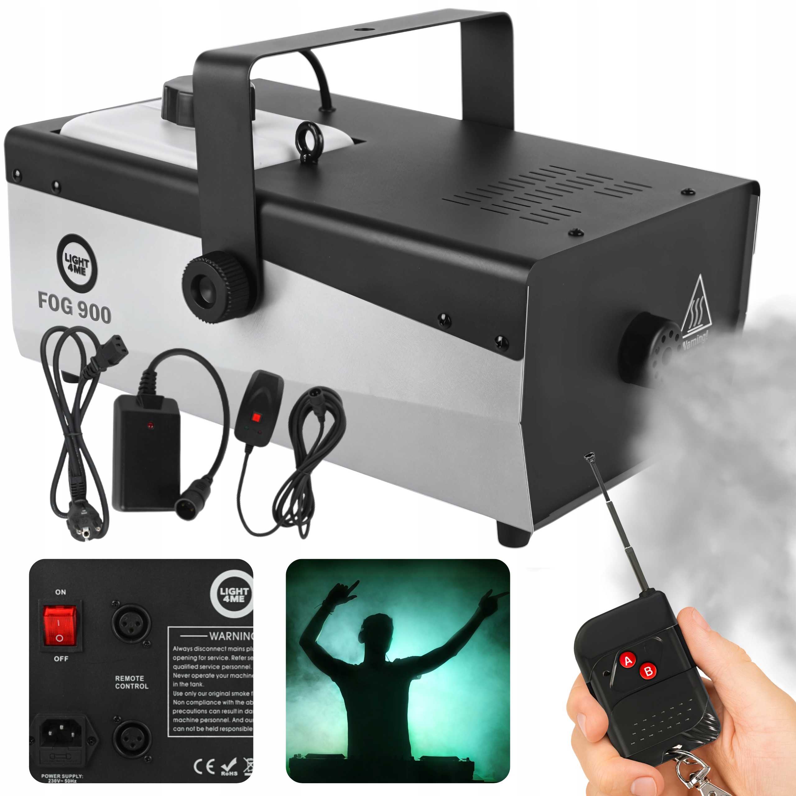 Wytwornica Dymu Mgły Mocna Dymownica 900W Dymiarka Imprezowa 2 Piloty