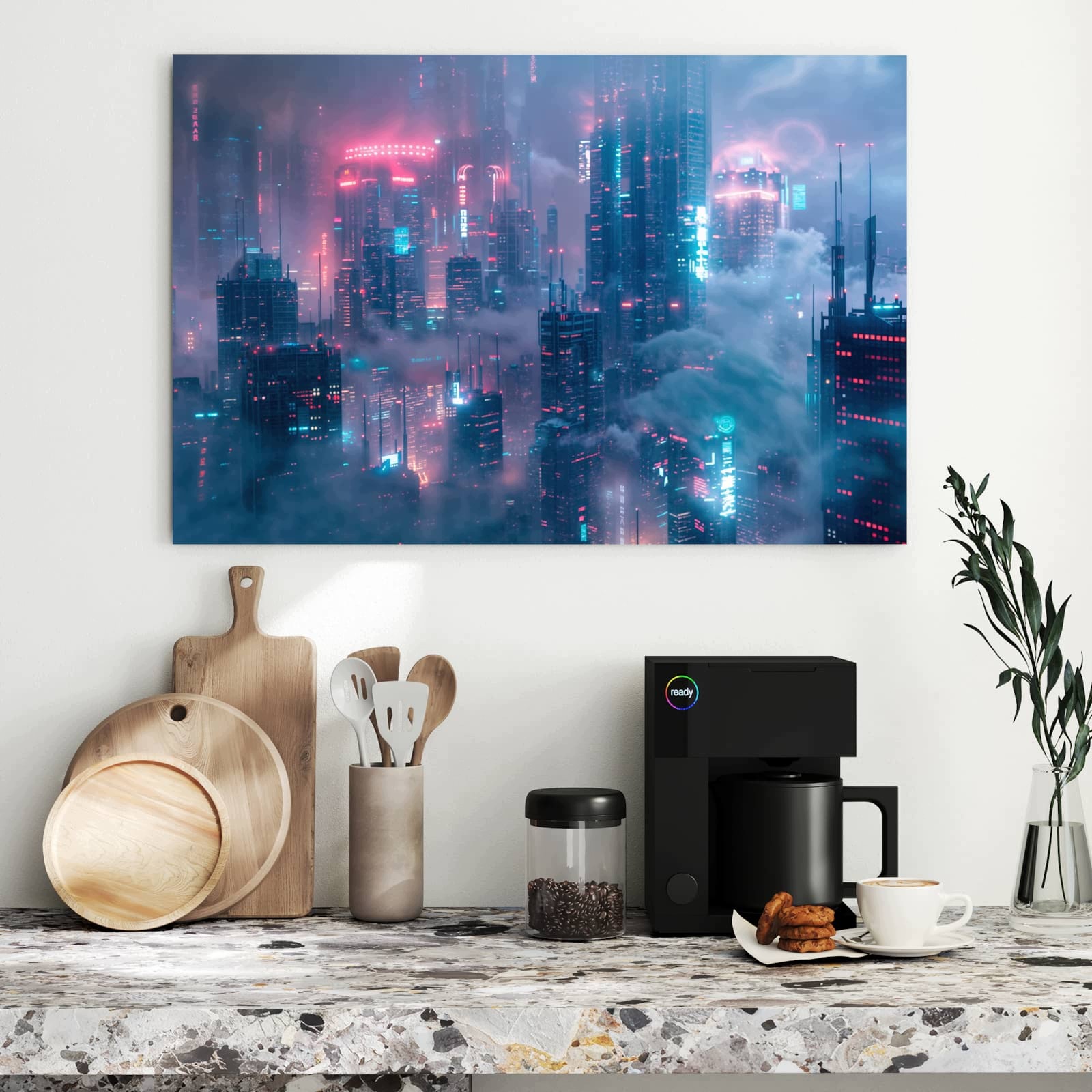 Magnetická tabule Futurystyczne Město 90 × 60 cm