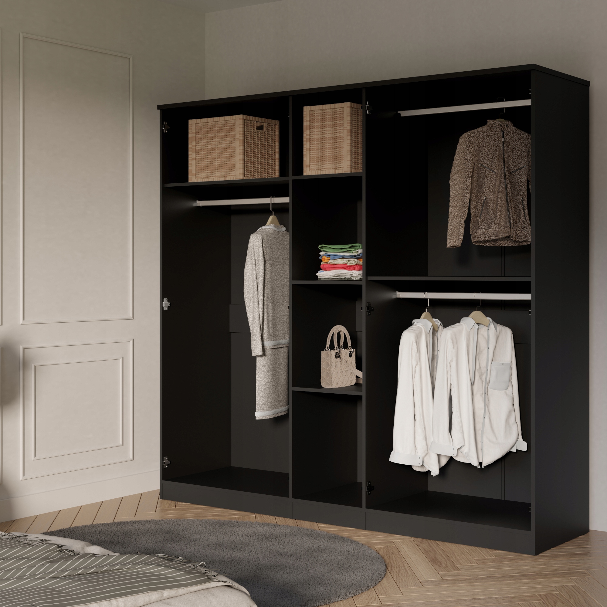 Szafa uchylna z lustrem Monza 5D 200 Czarna