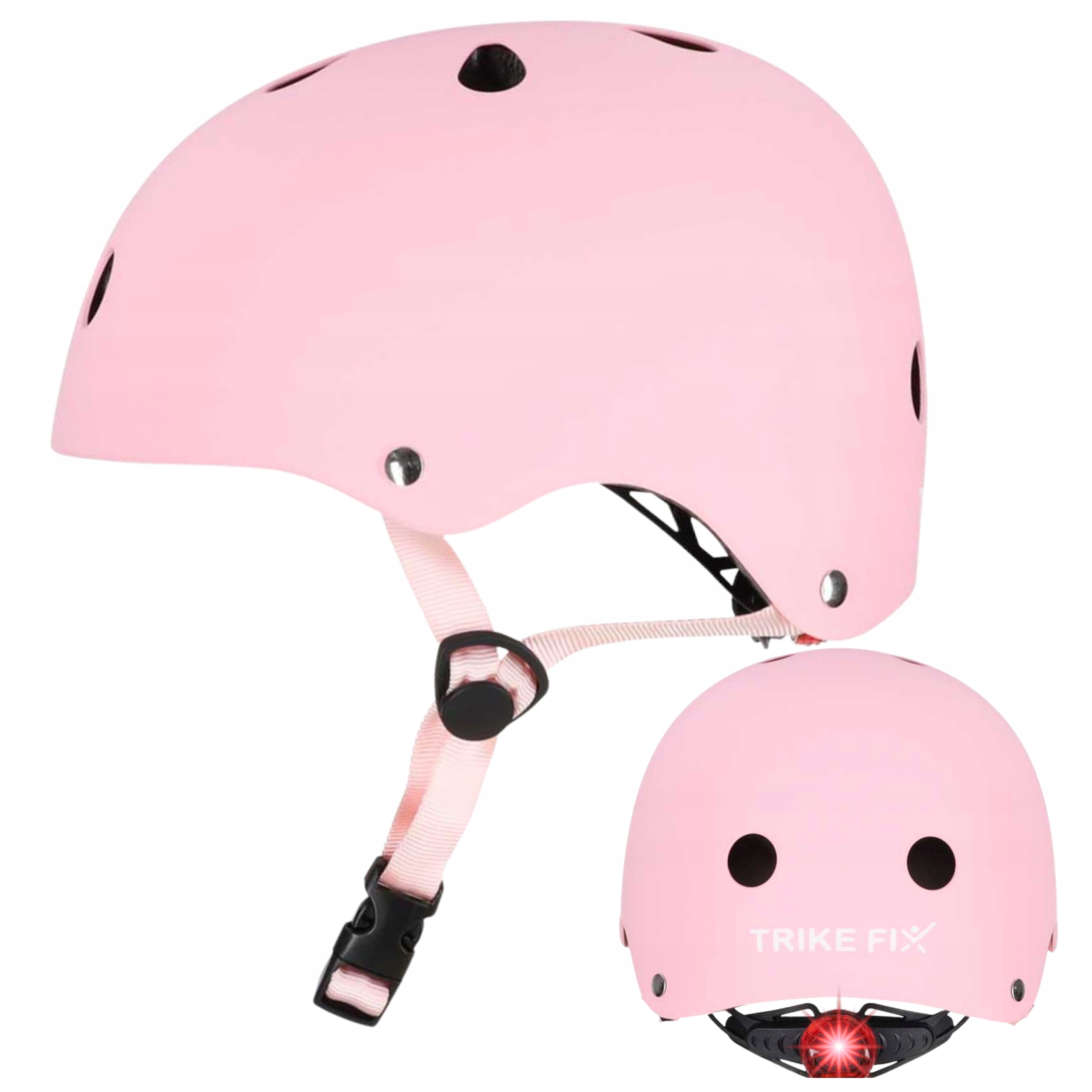 KASK ROWEROWY DLA DZIEWCZYNKI REGULOWANY Z LAMPKĄ ROZMIAR S 48-54 CM RÓŻOWY