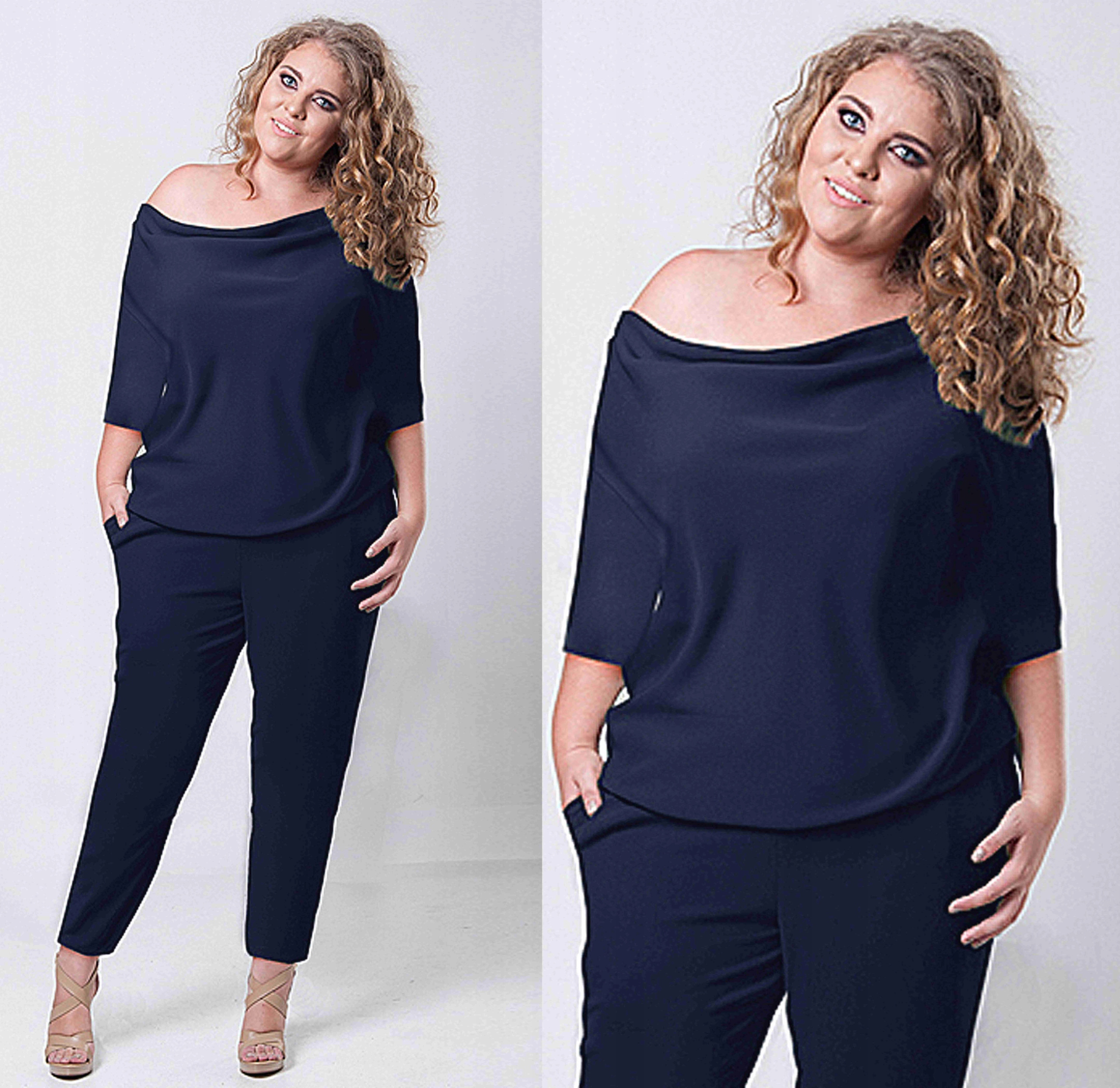 Elegantní zeštíhlující kombinéza na Svatební Hostina Plus Size (48-54) tu 50 5XL
