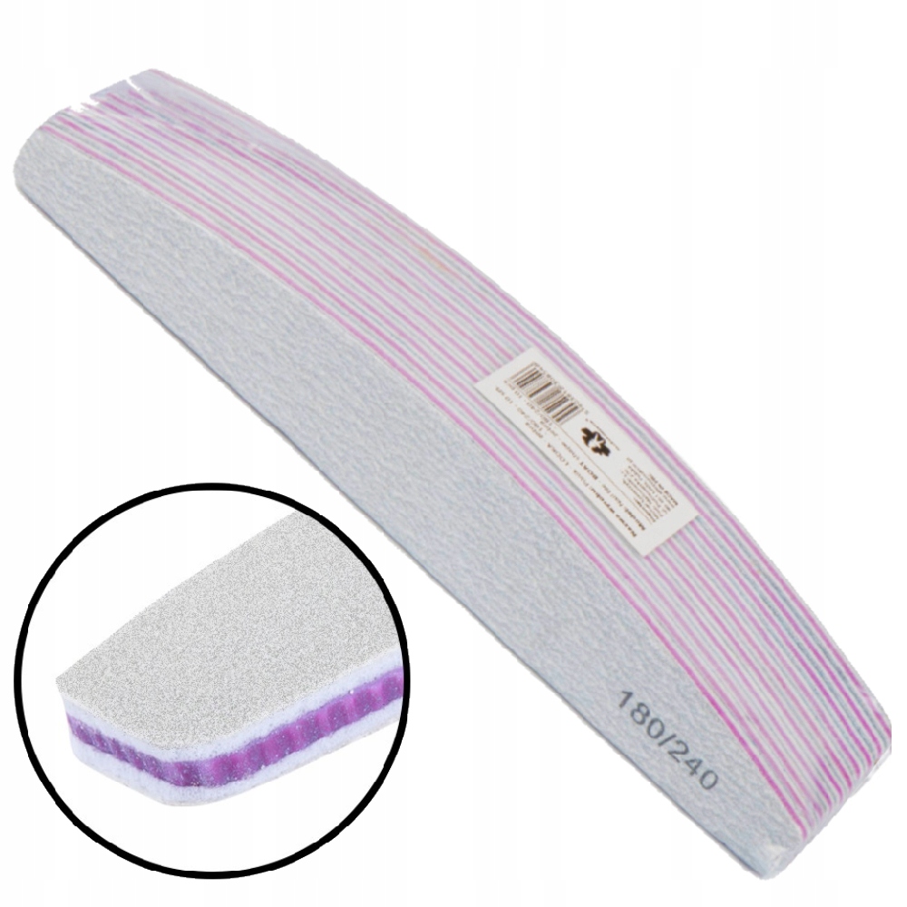 10x Pilnik do paznokci ZEBRA Łódka 180/240 10szt