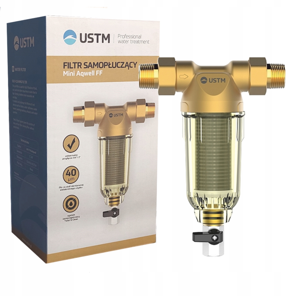Filtr narurowy korpus obudowa filtra wody Aqwell Samoczyszczący Ustm 1''