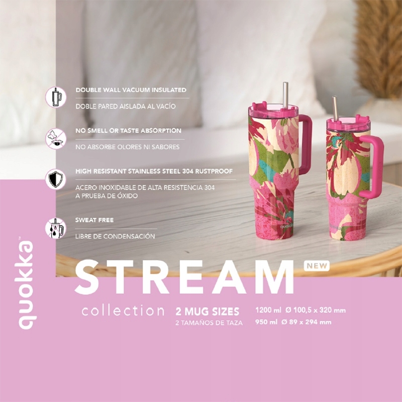 Quokka Stream Kubek termiczny stal nierdzewna 950 ml ze słomką