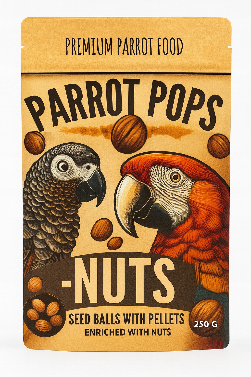 Parrot Pops Nuts Big Parrot zrno s velkým množstvím ořechů pro papoušky 250 g