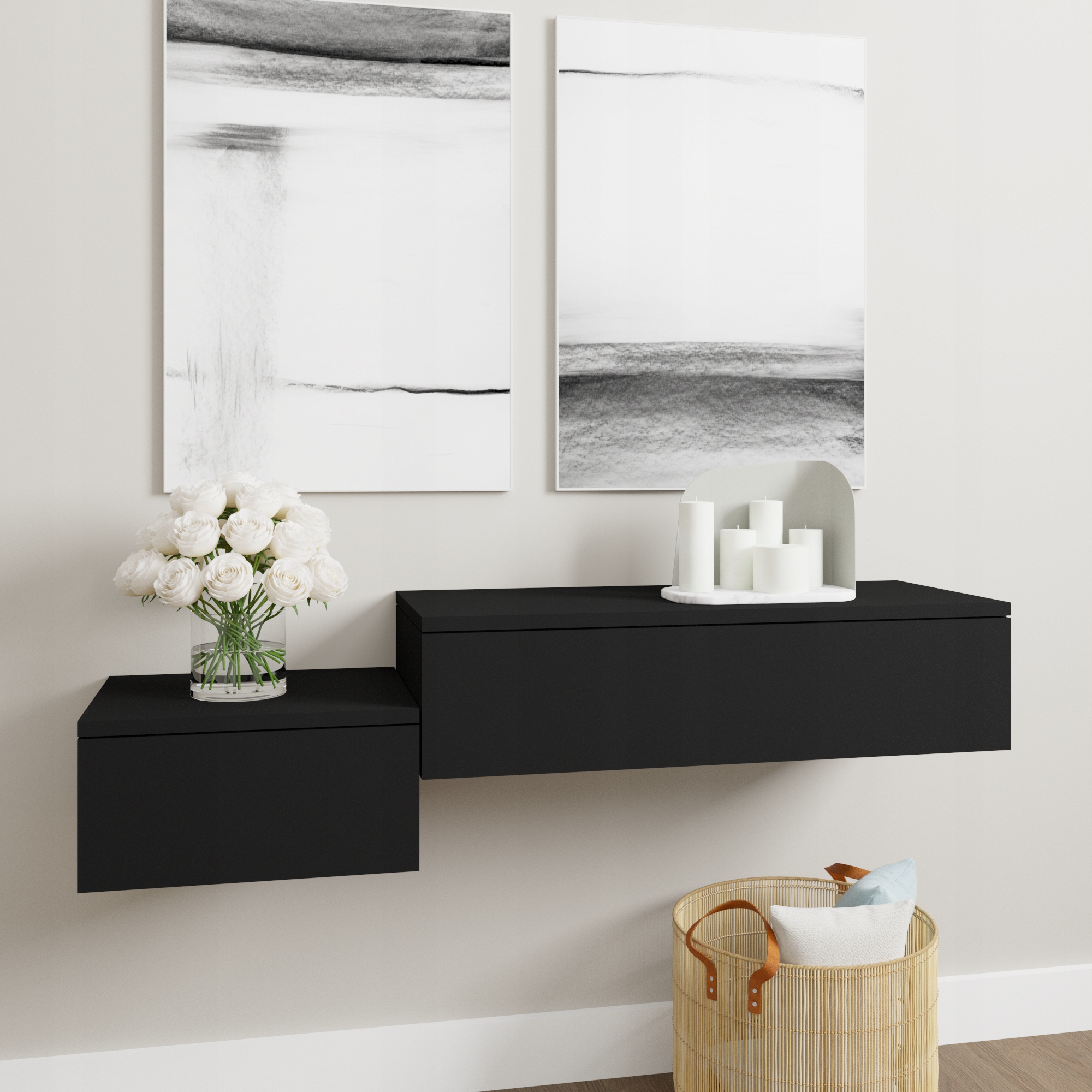 Szafka nocna Nowoczesna Czarna AVA 30 cm Mały pokój Kod producenta 02